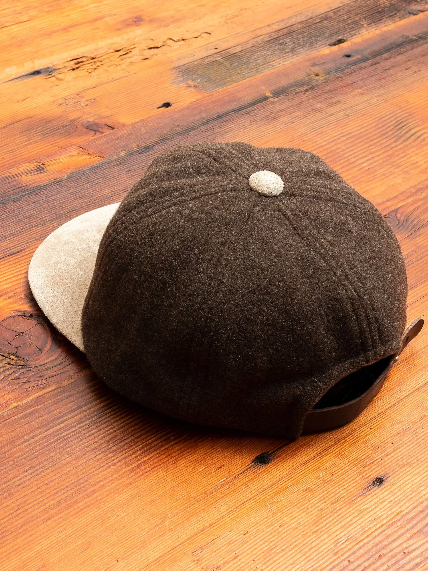 2 Tone Wool Cap in Khaki Green/Beige