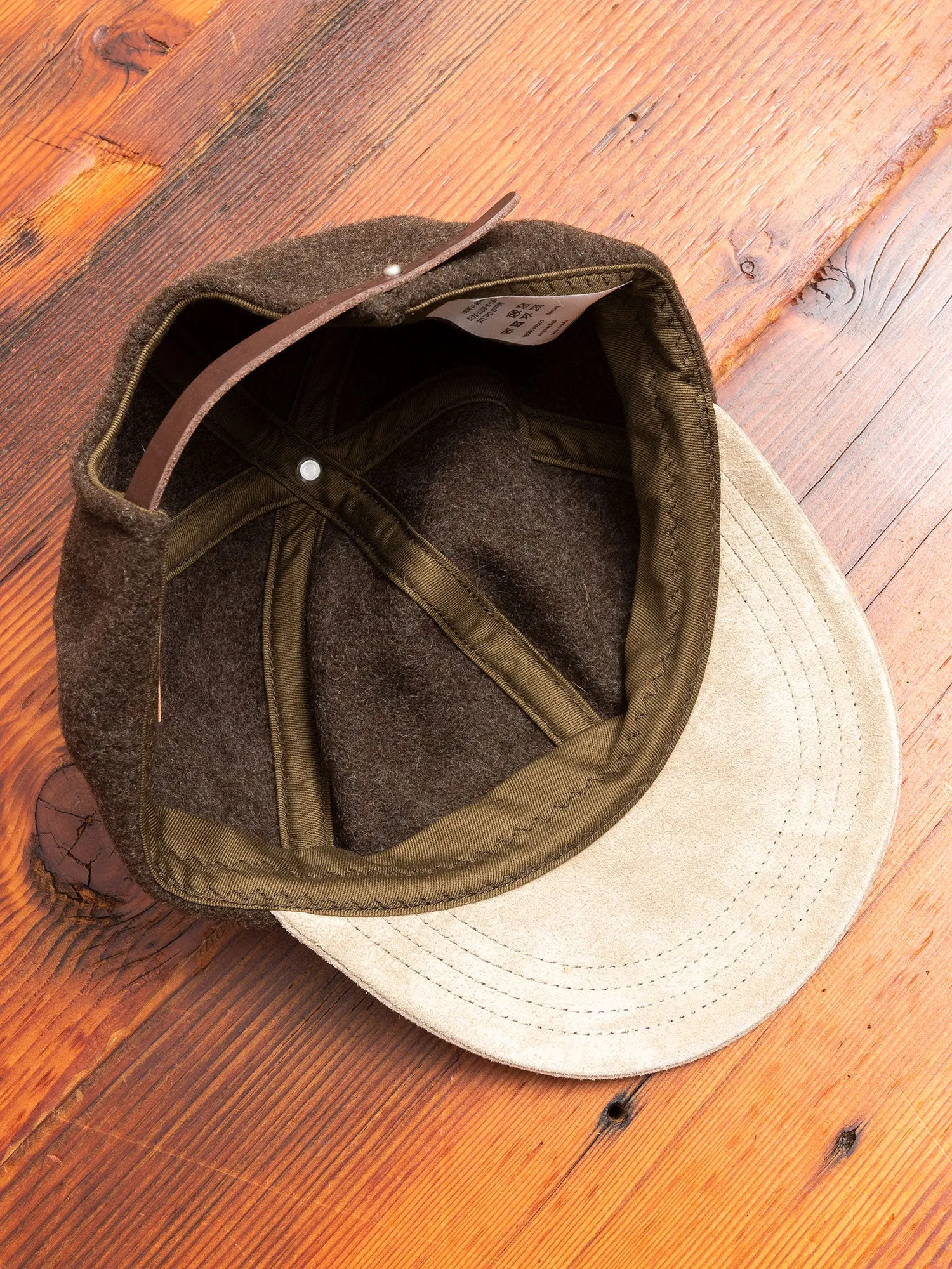 2 Tone Wool Cap in Khaki Green/Beige