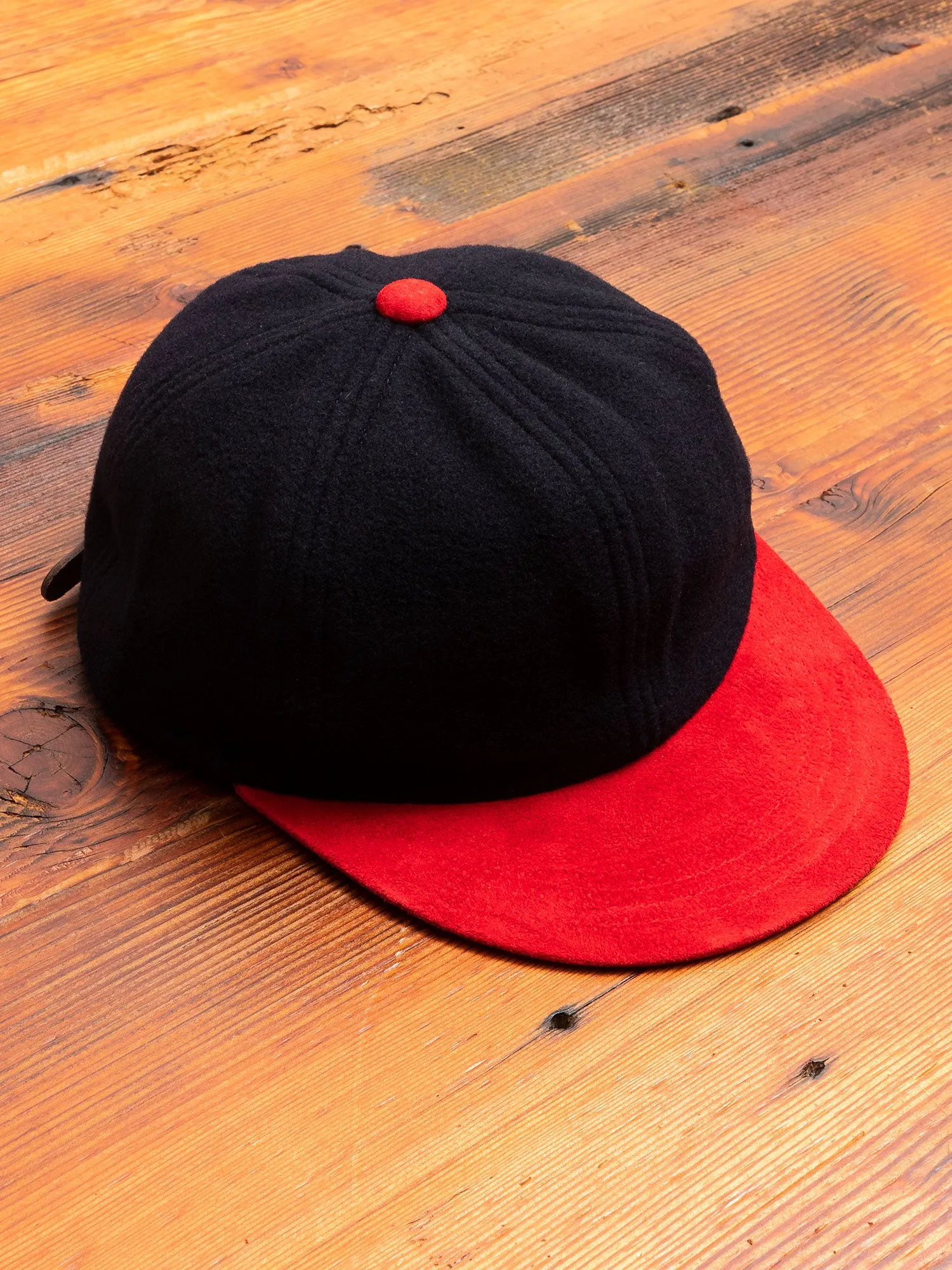 2 Tone Wool Cap in Navy/Red