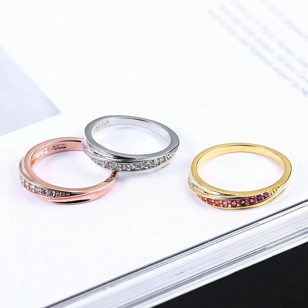 2024Simple Cubic Zirconia Rose Gold Ring