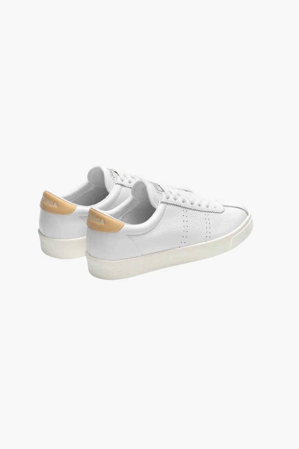 2843 White Yellow Trim Comfort Leather Sneaker