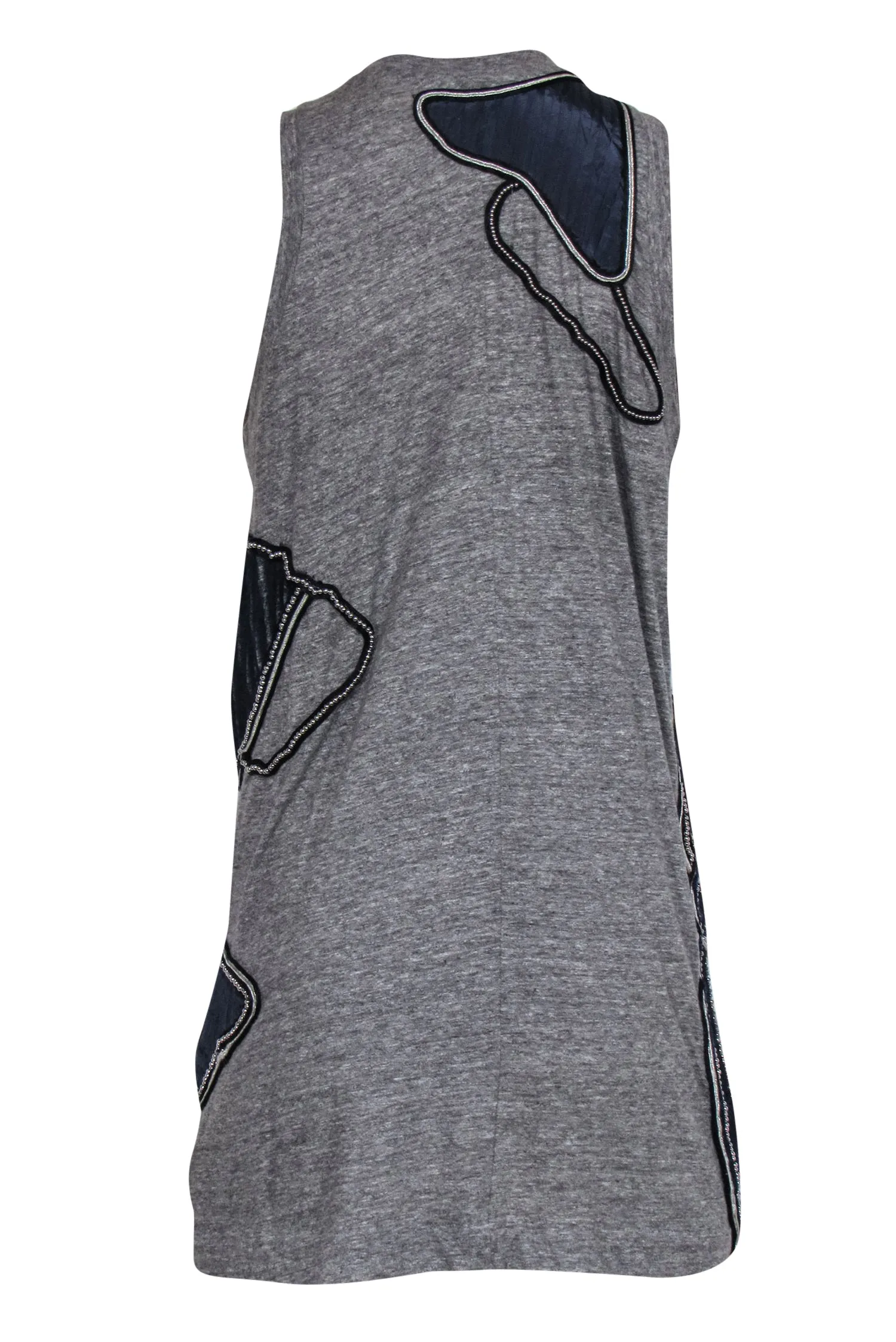 3.1 Phillip Lim - Heather Gray Cotton Tank Dress w/ Silver Trim & Satin Sz M