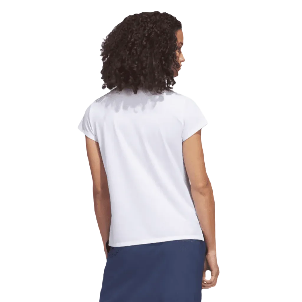 Adidas Ladies Go-To Heathered Polo Shirt - White