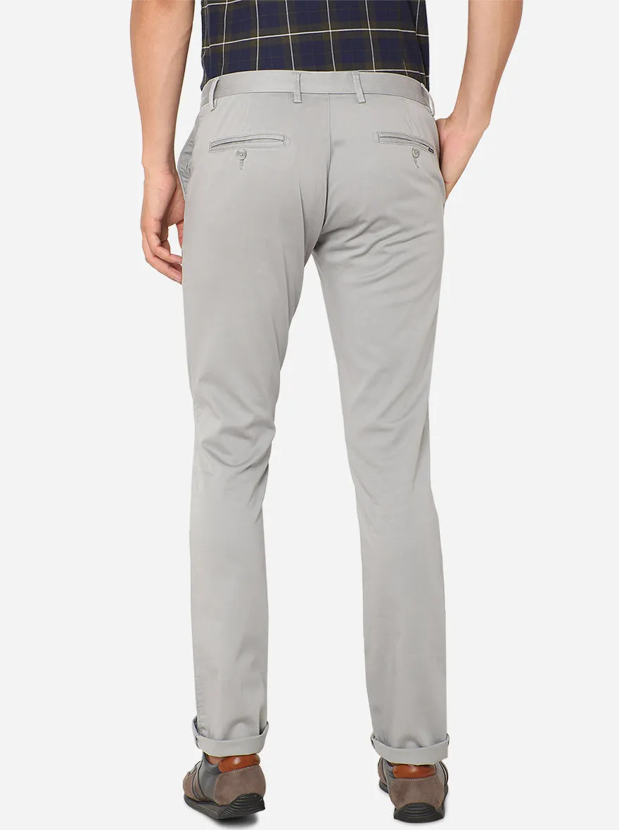 Ash Grey Solid Super Slim Fit Casual Trouser | Greenfibre