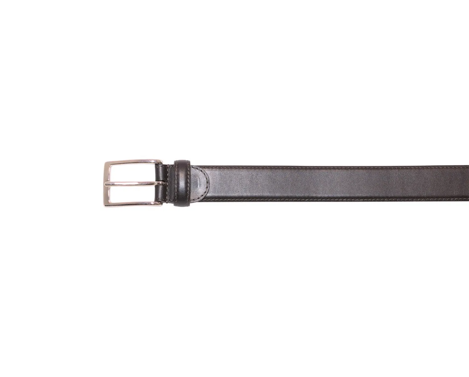 Belt with Nickel Buckle Dark Brown Calf