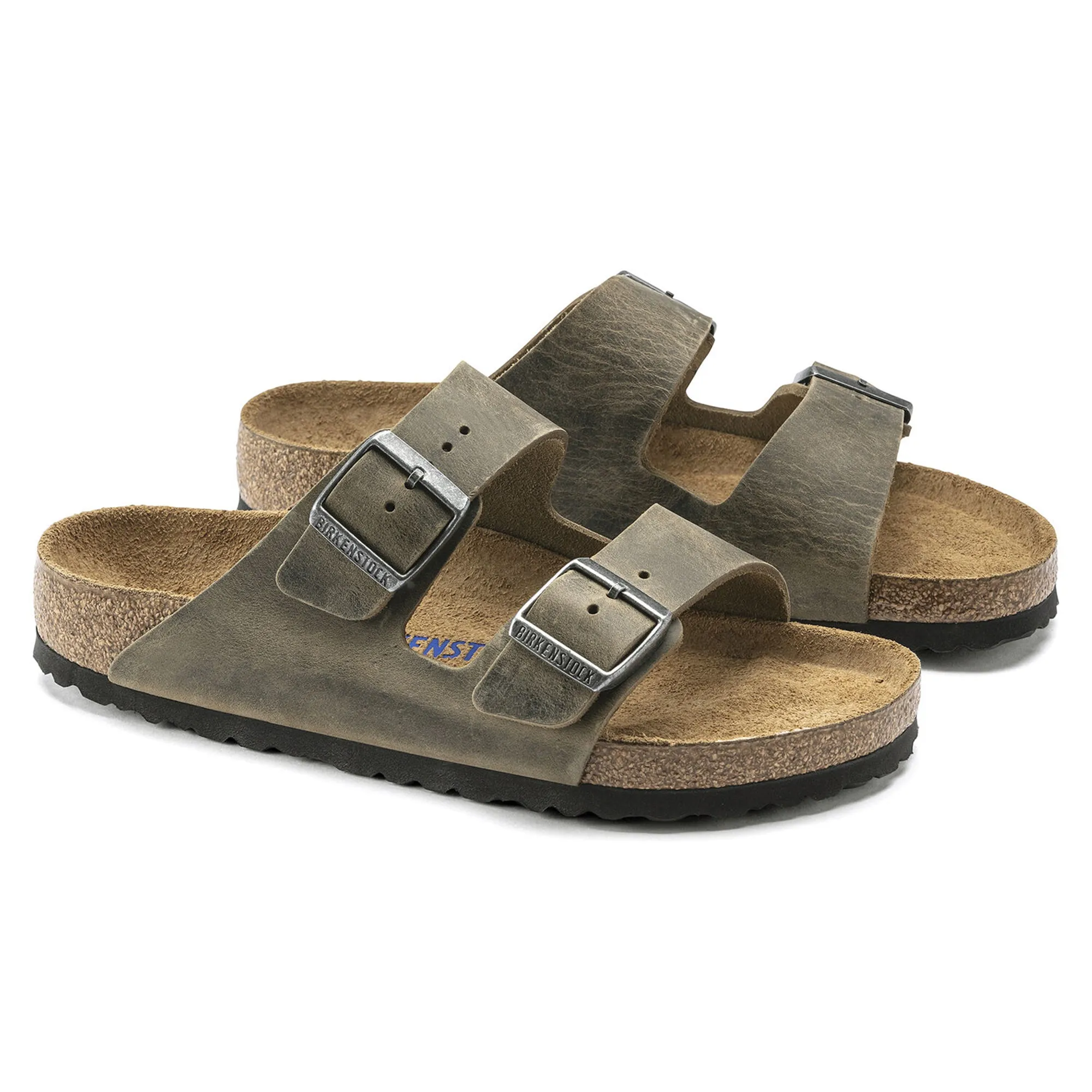 Birkenstock Arizona SFB Sandals - Faded Khaki Oiled Leather