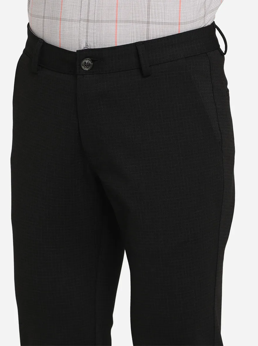 Black Checked Venice Fit Casual Trouser | JadeBlue