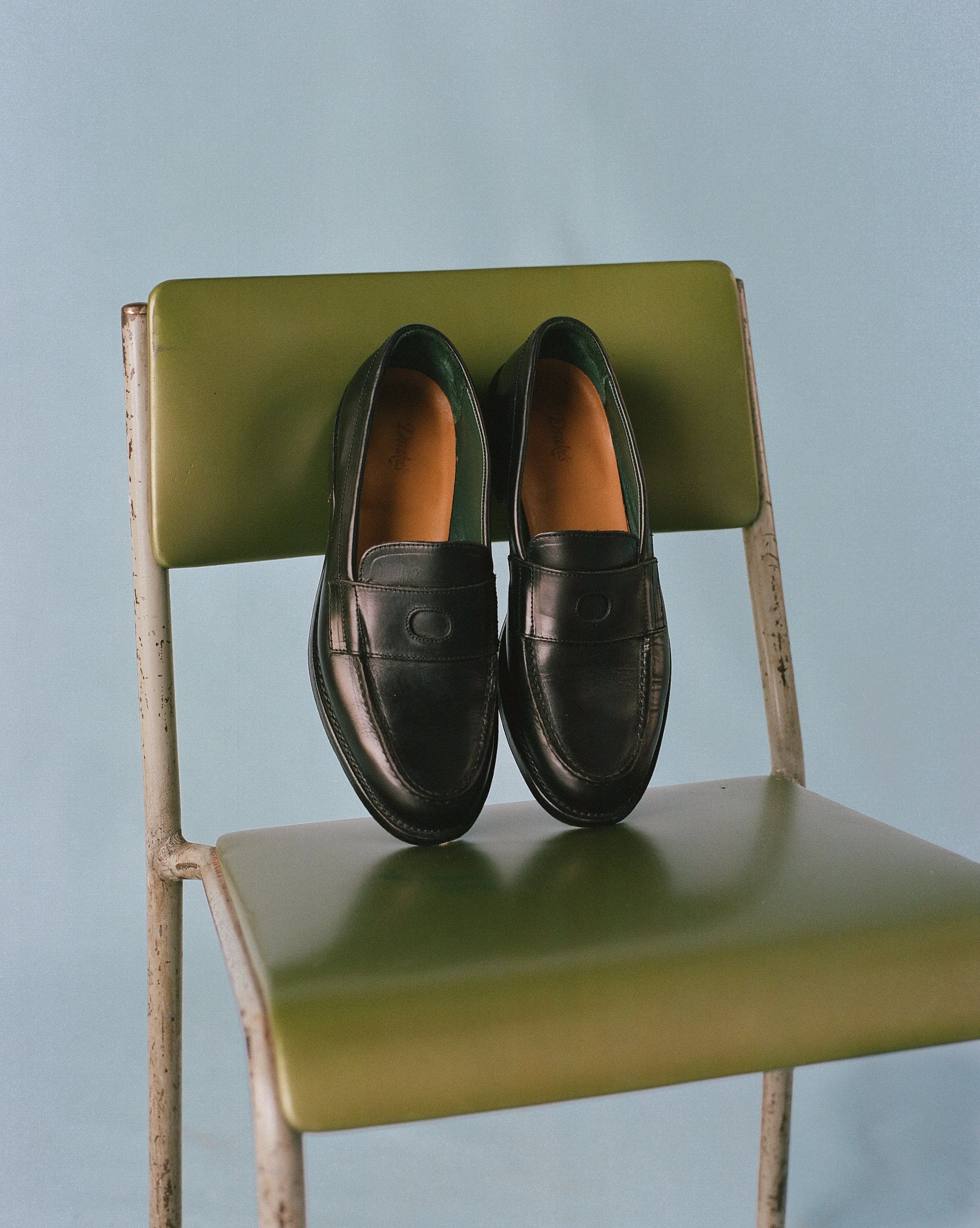 Black Leather Charles Goodyear Welted Penny Loafer