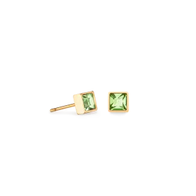 Brilliant Square small earrings gold green