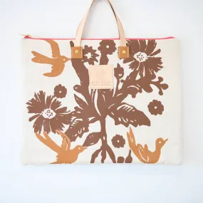 Brown 3 Birds Folder Bag