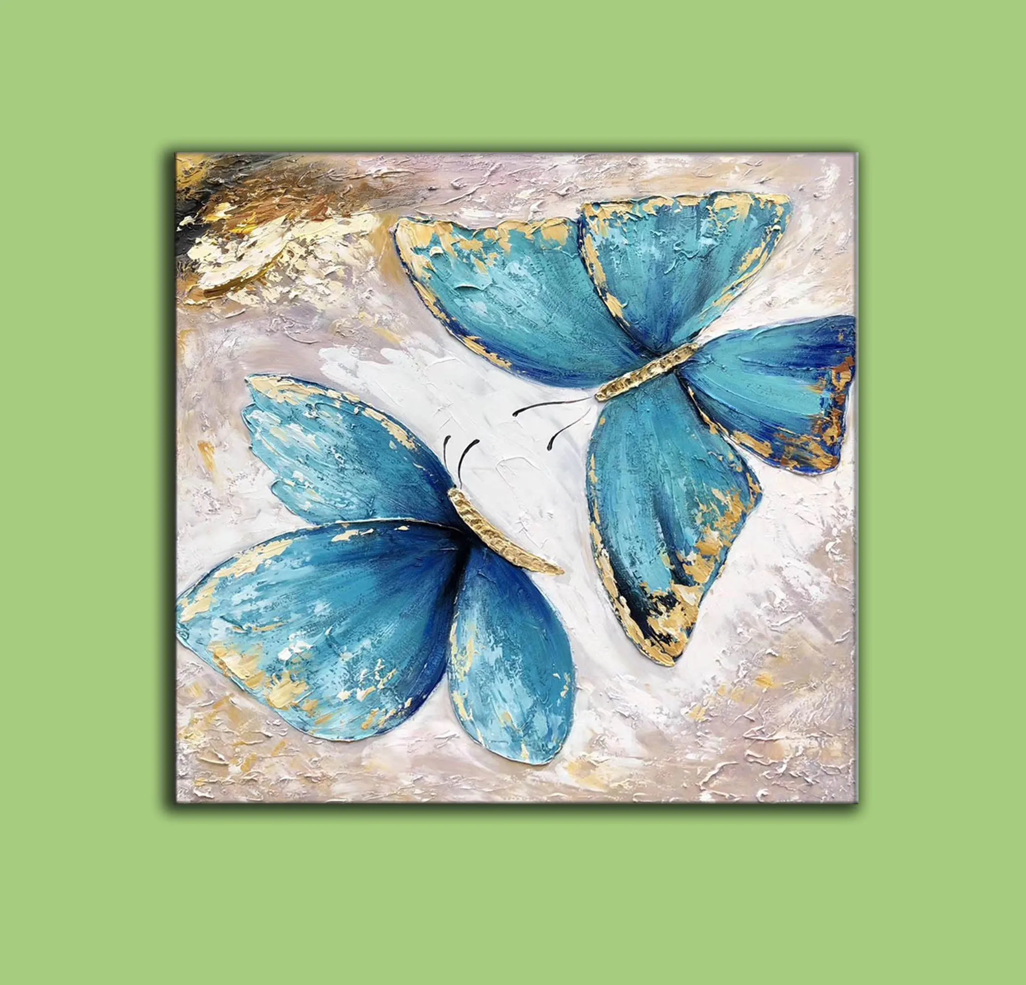 Butterfly Painting Canvas Gold Leaf Abstract Painting Contemporary Art Yp026