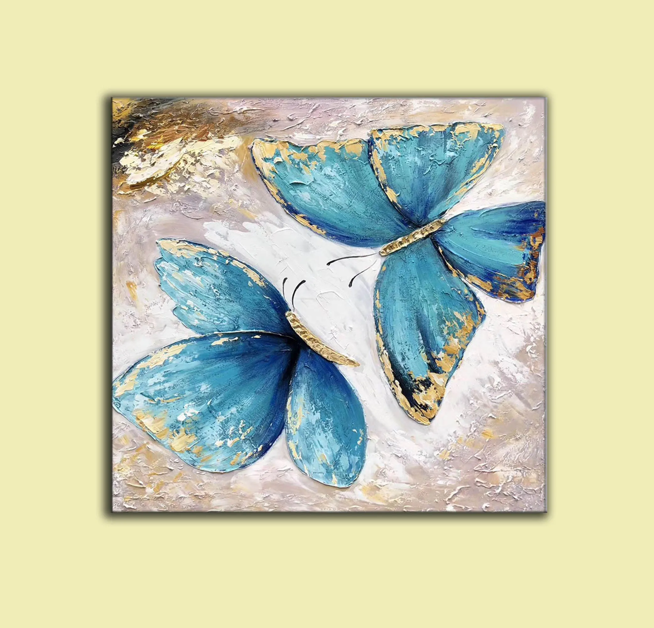 Butterfly Painting Canvas Gold Leaf Abstract Painting Contemporary Art Yp026