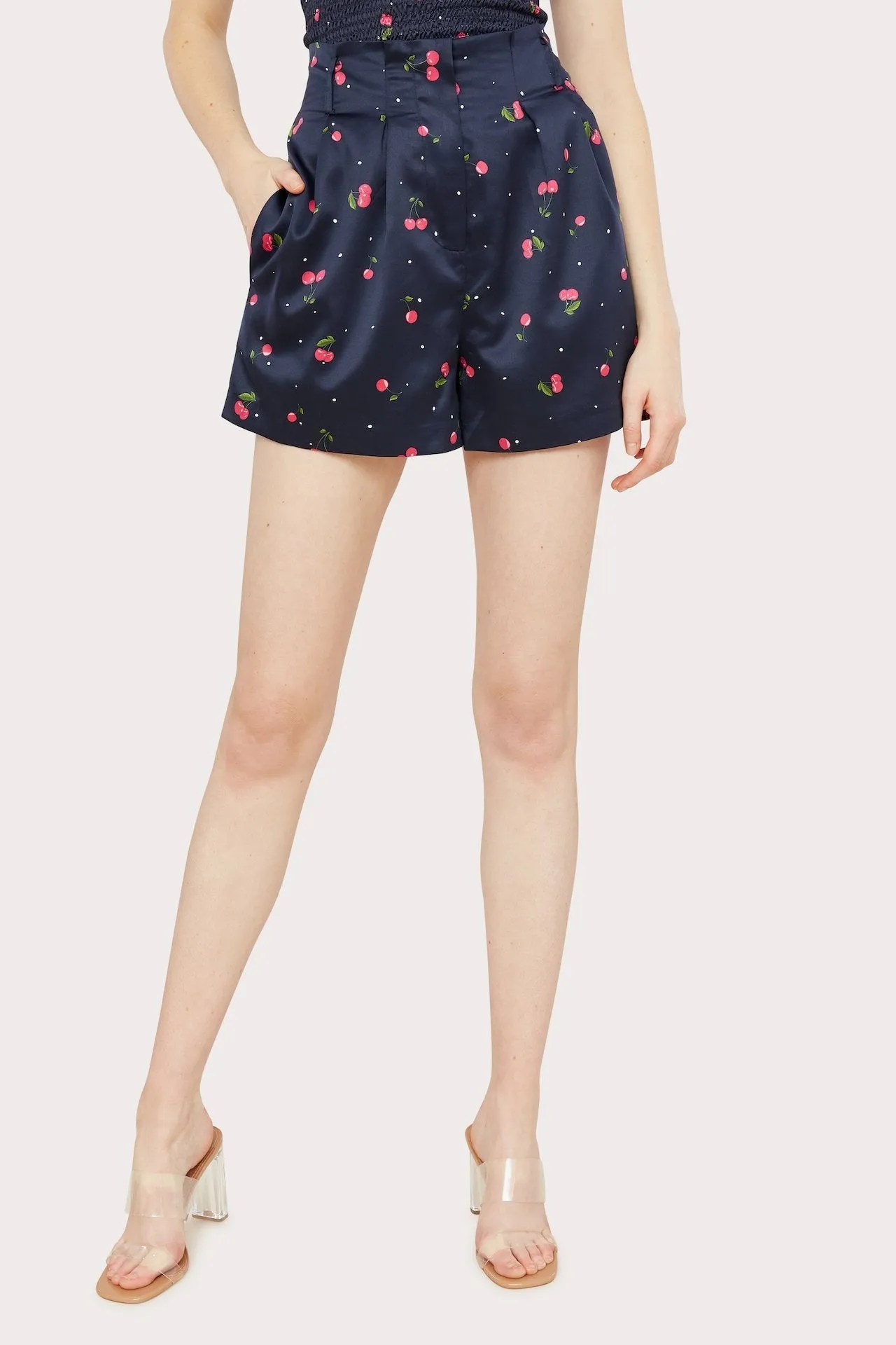 Cherry Print Flowy Tie Shorts