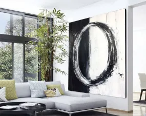 Circle Black White Abstract Artworks on Canvas Living Room Decor Kp044