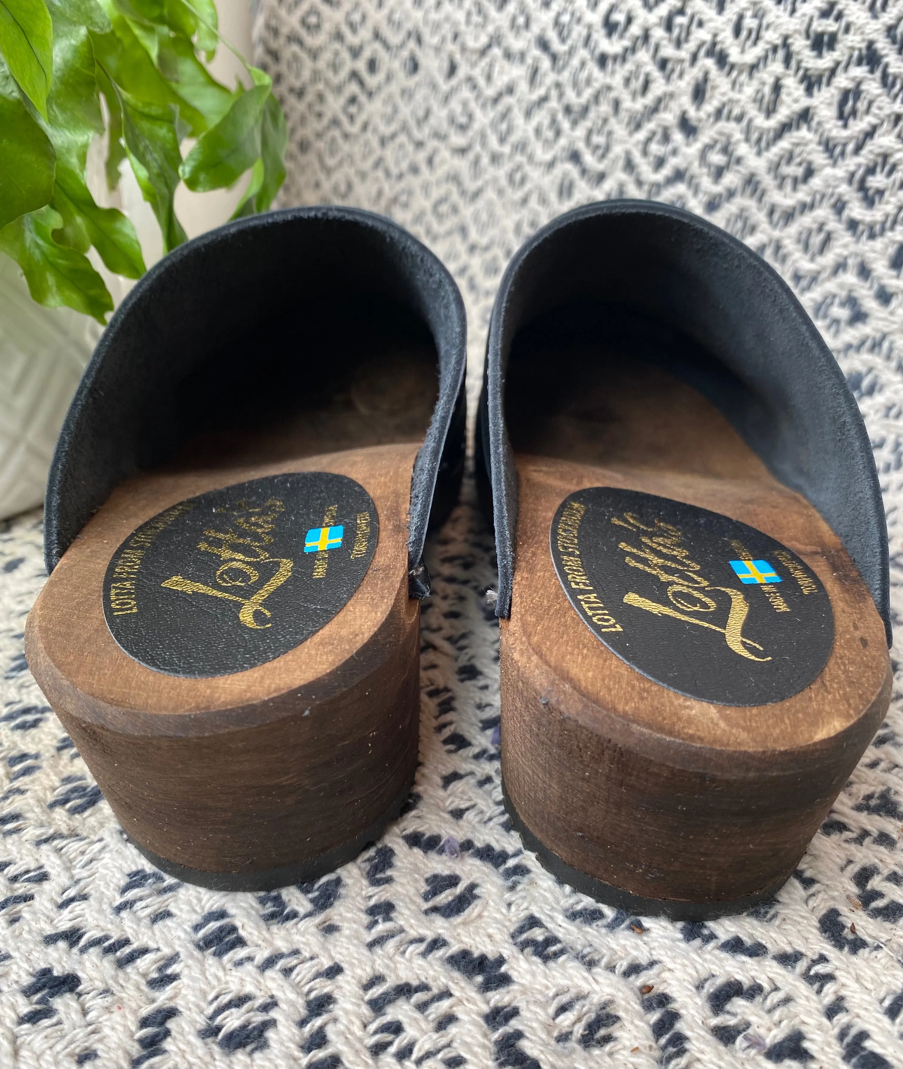 Classic Black Clogs on Brown Base