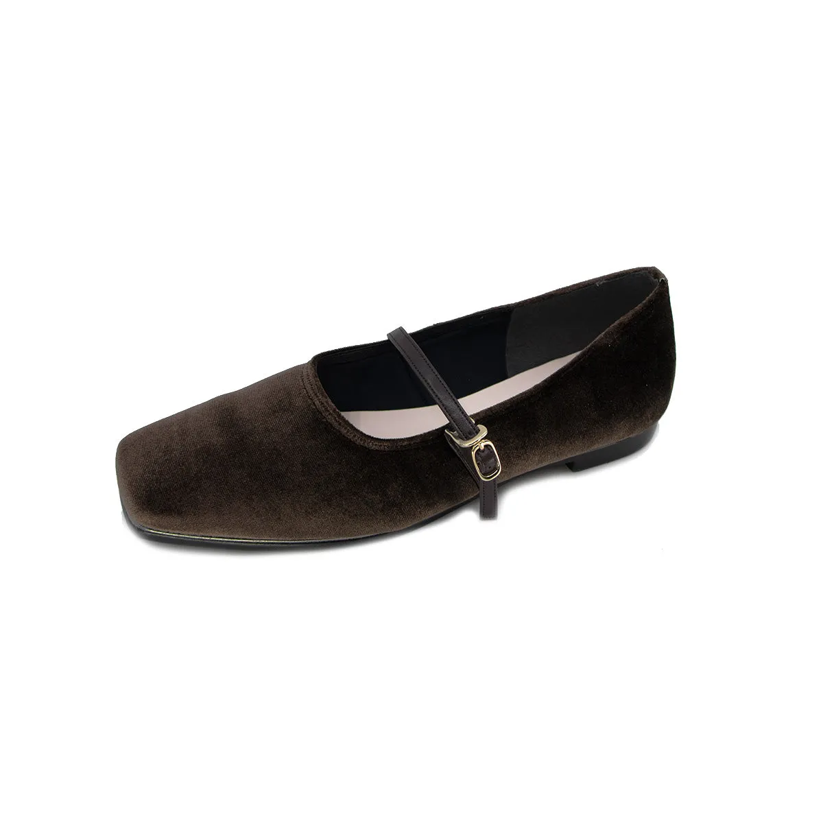 DIONE DARK OAK STRAP FLATS