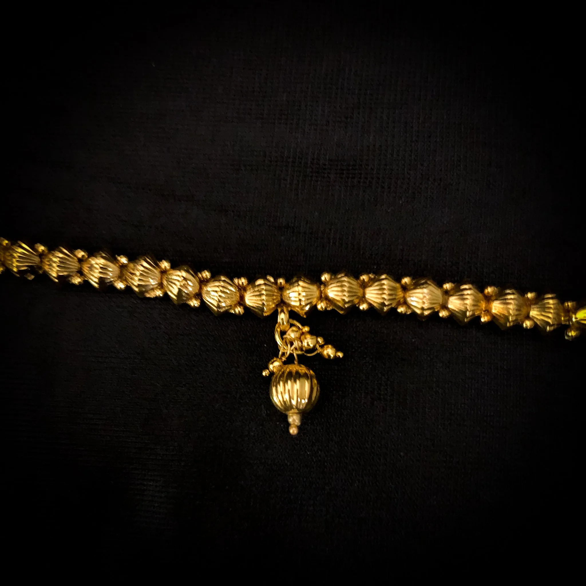 Elegant Sleek Antique Gold Waist Belt with a gold ball angler