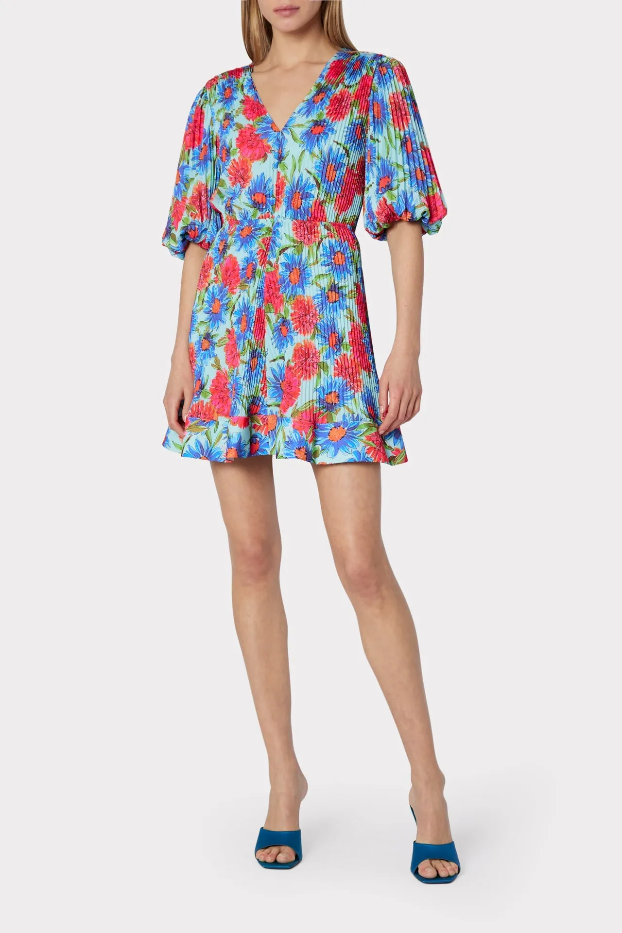 Elle Painted Dahlia Pleated Dress