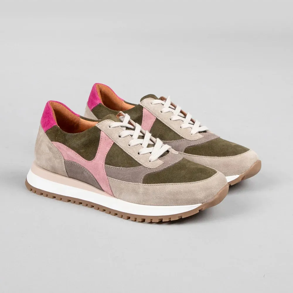 Esska Cinda Trainers in Khaki & Pink