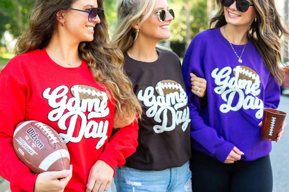 Football 'Gameday' Letter Patch Crewneck Sweatshirt