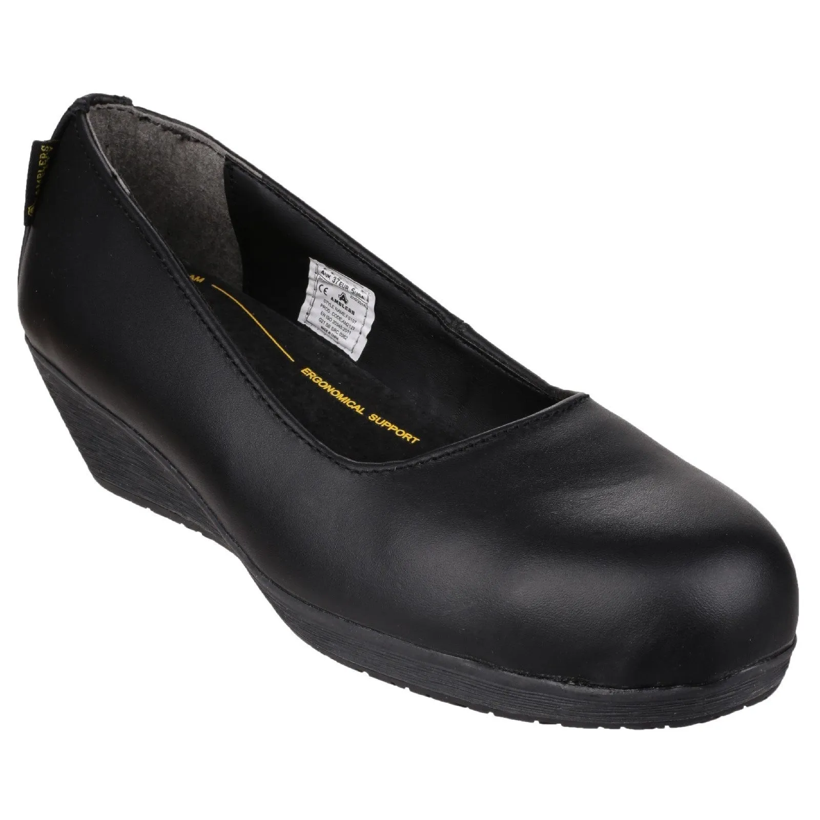 FS107 Antibacterial Memory Foam Slip on Wedged Safety Court Shoe