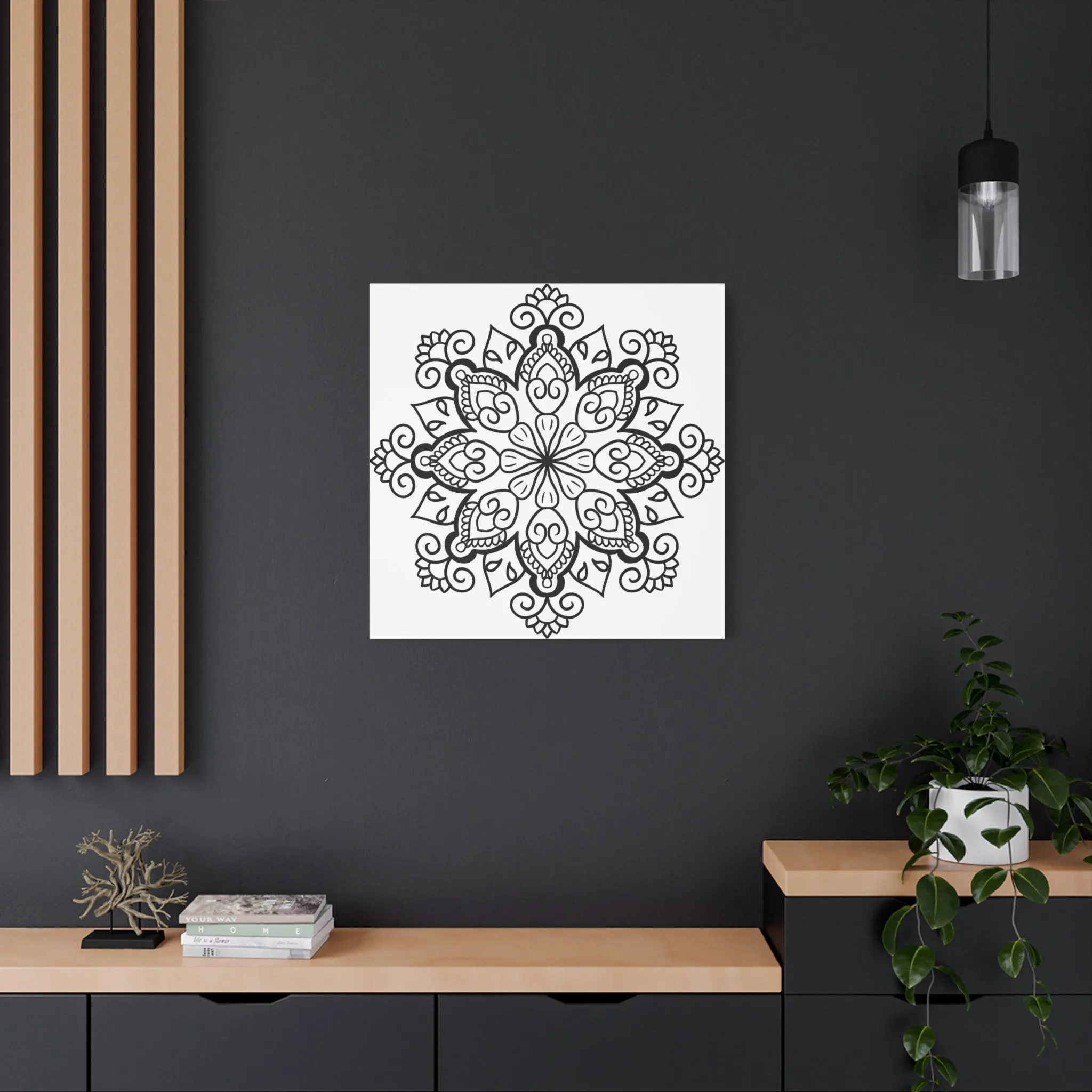 Handmade Black & White Mandala Art - Matte Canvas, Stretched, 1.25