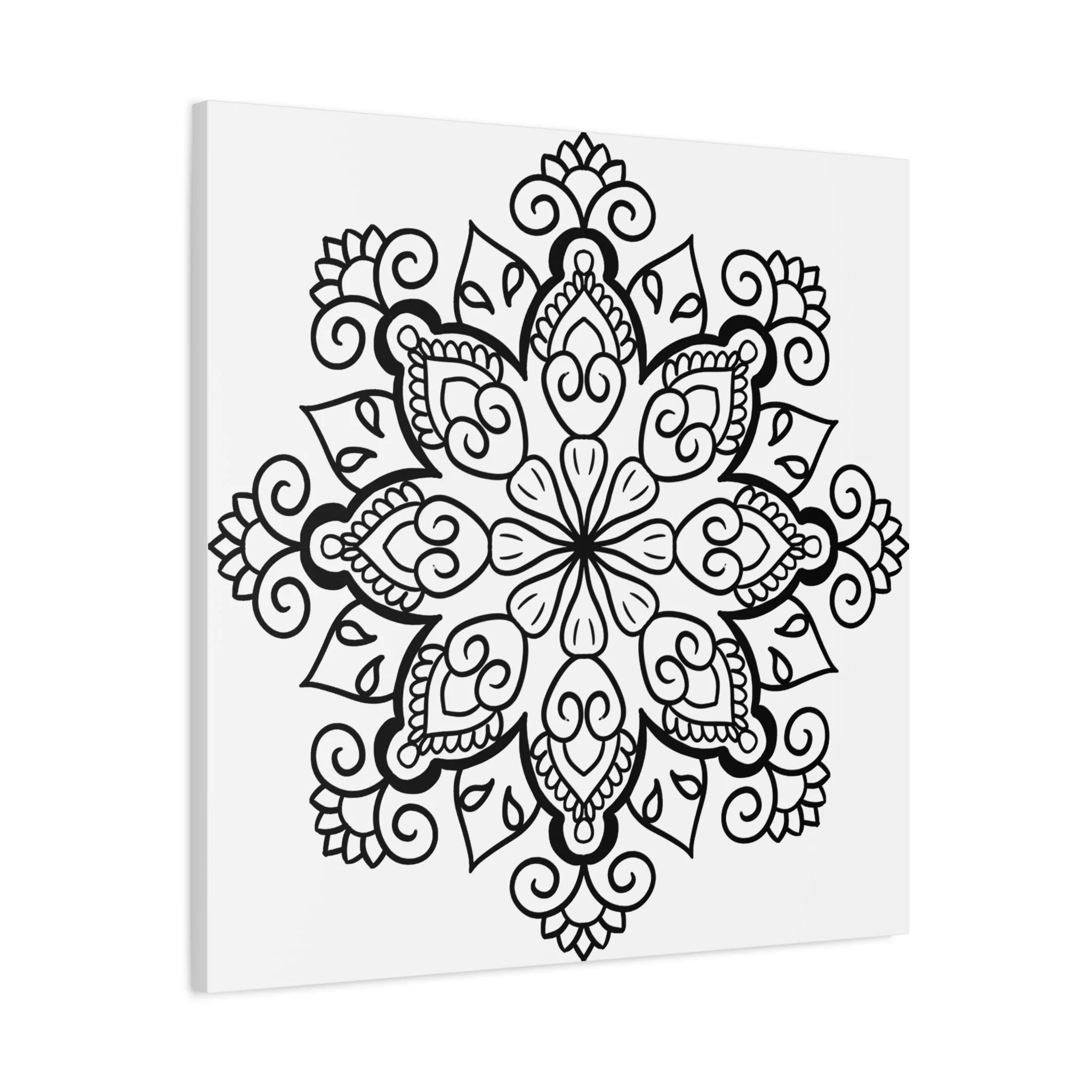 Handmade Black & White Mandala Art - Matte Canvas, Stretched, 1.25