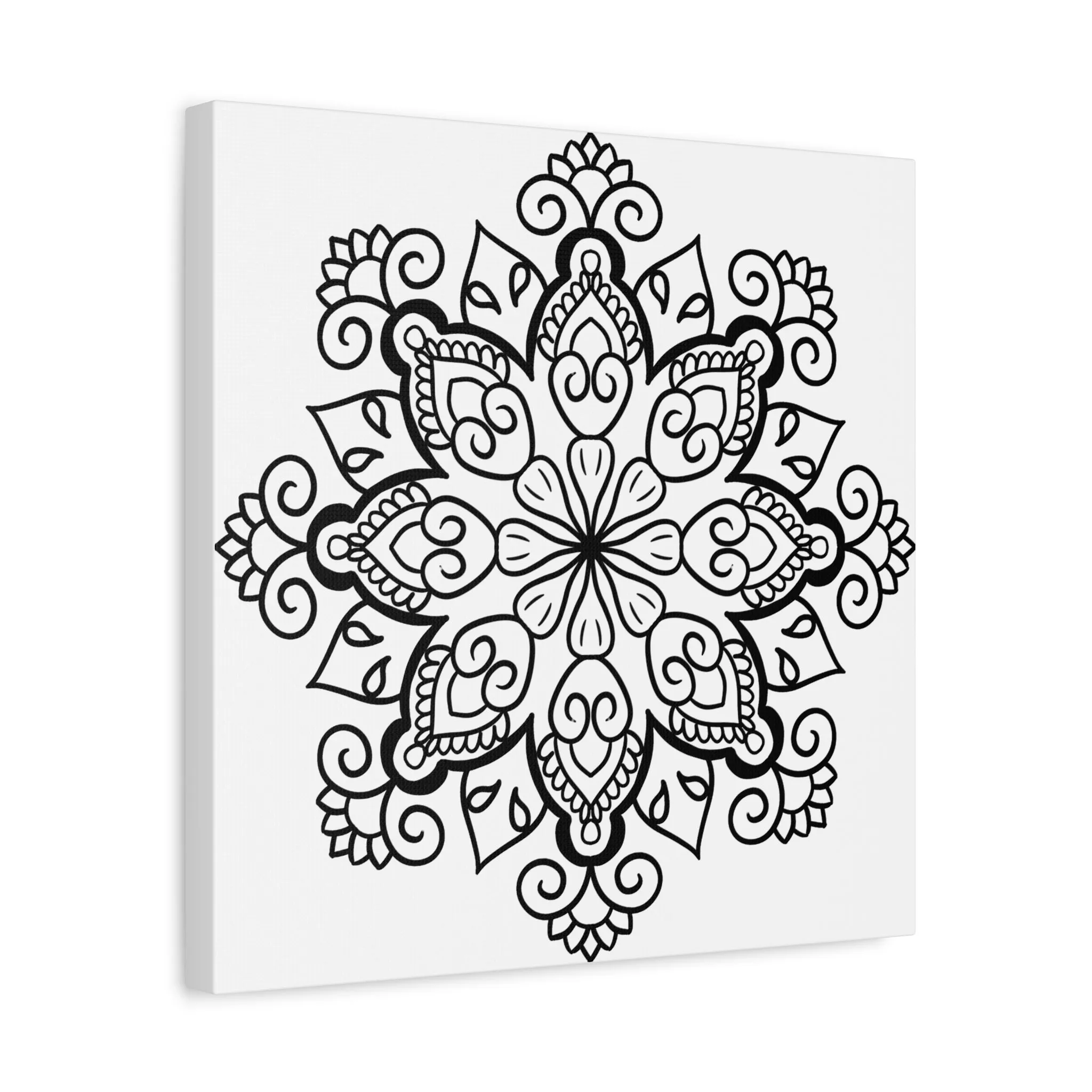 Handmade Black & White Mandala Art - Matte Canvas, Stretched, 1.25