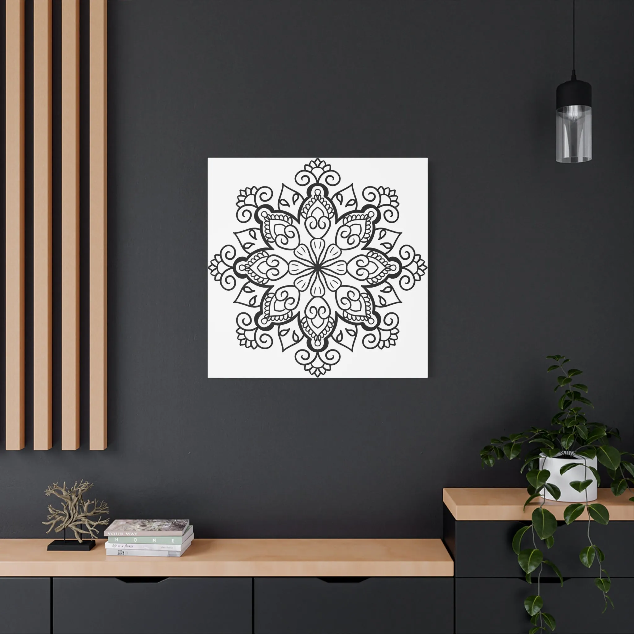 Handmade Black & White Mandala Art - Matte Canvas, Stretched, 1.25