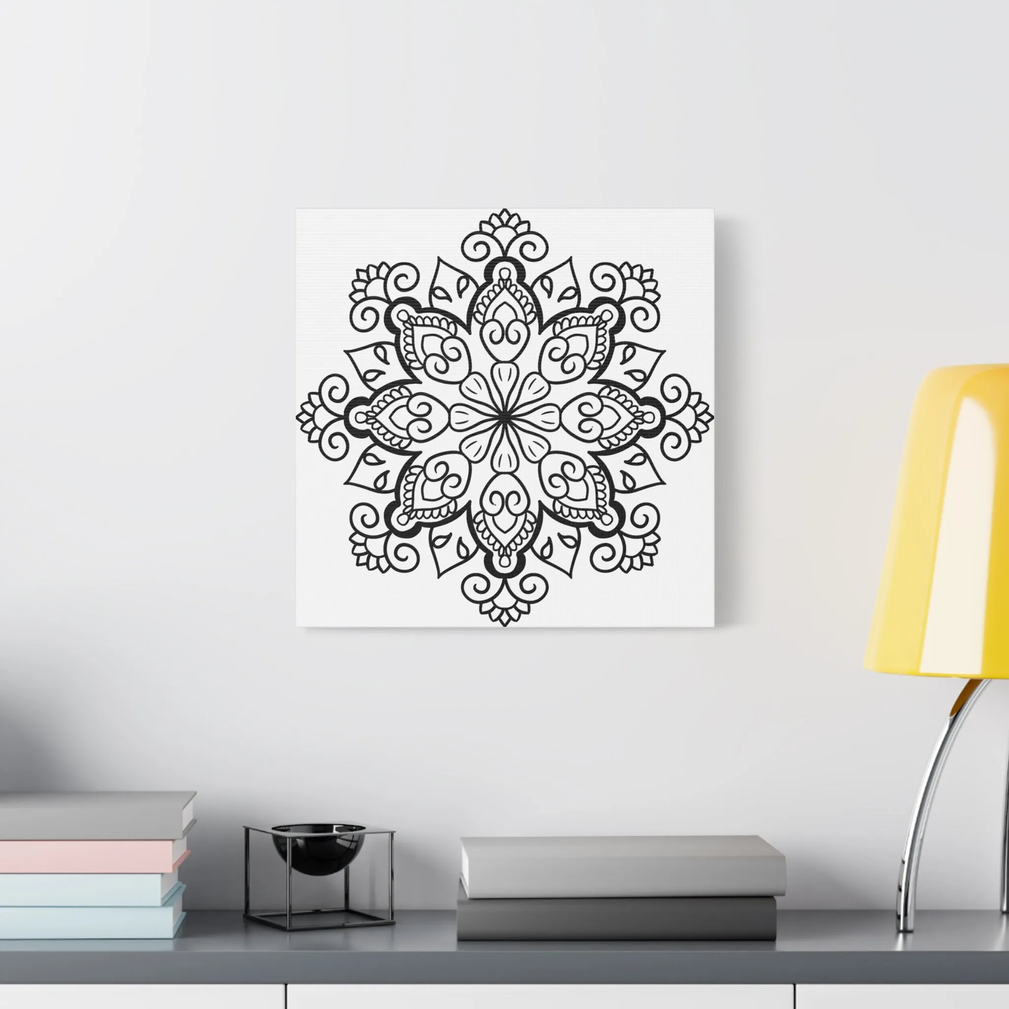 Handmade Black & White Mandala Art - Matte Canvas, Stretched, 1.25