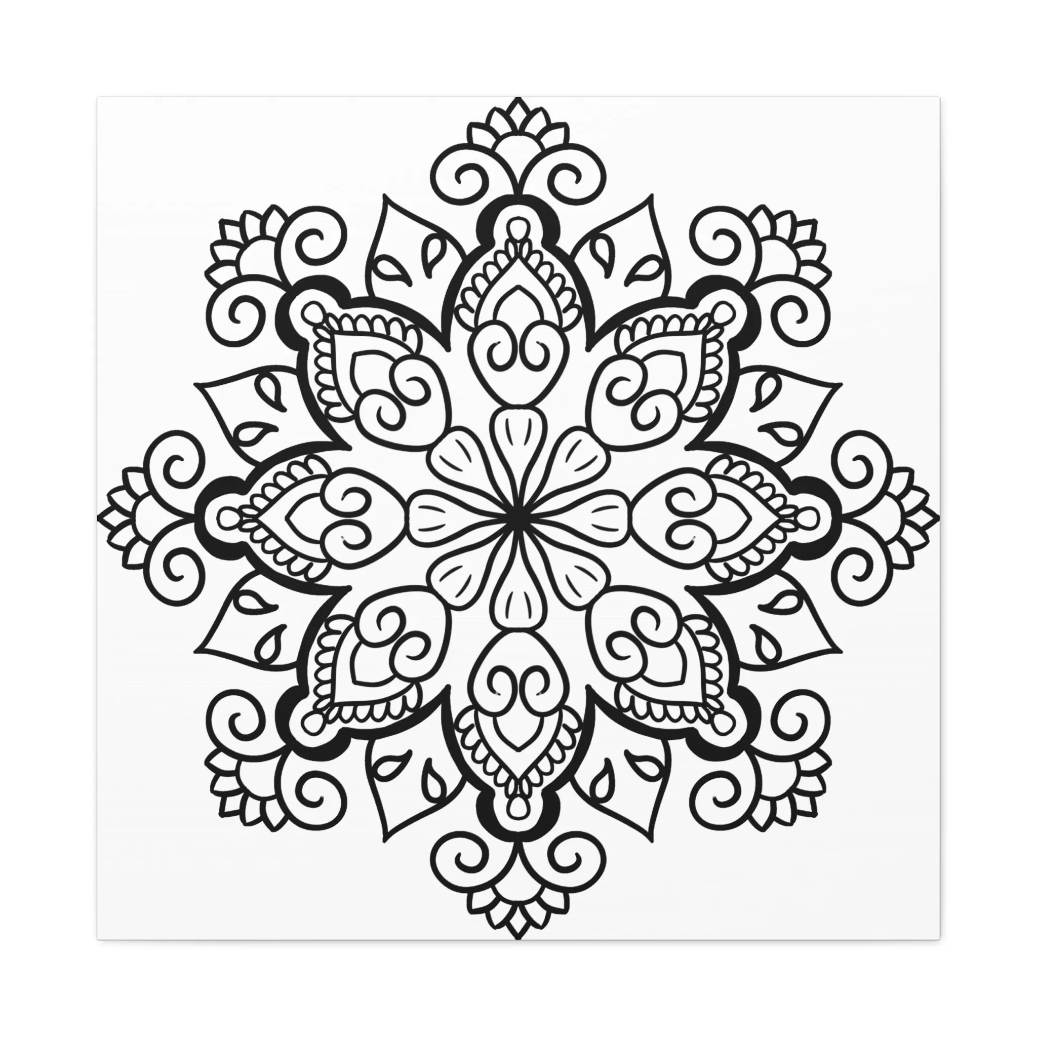 Handmade Black & White Mandala Art - Matte Canvas, Stretched, 1.25