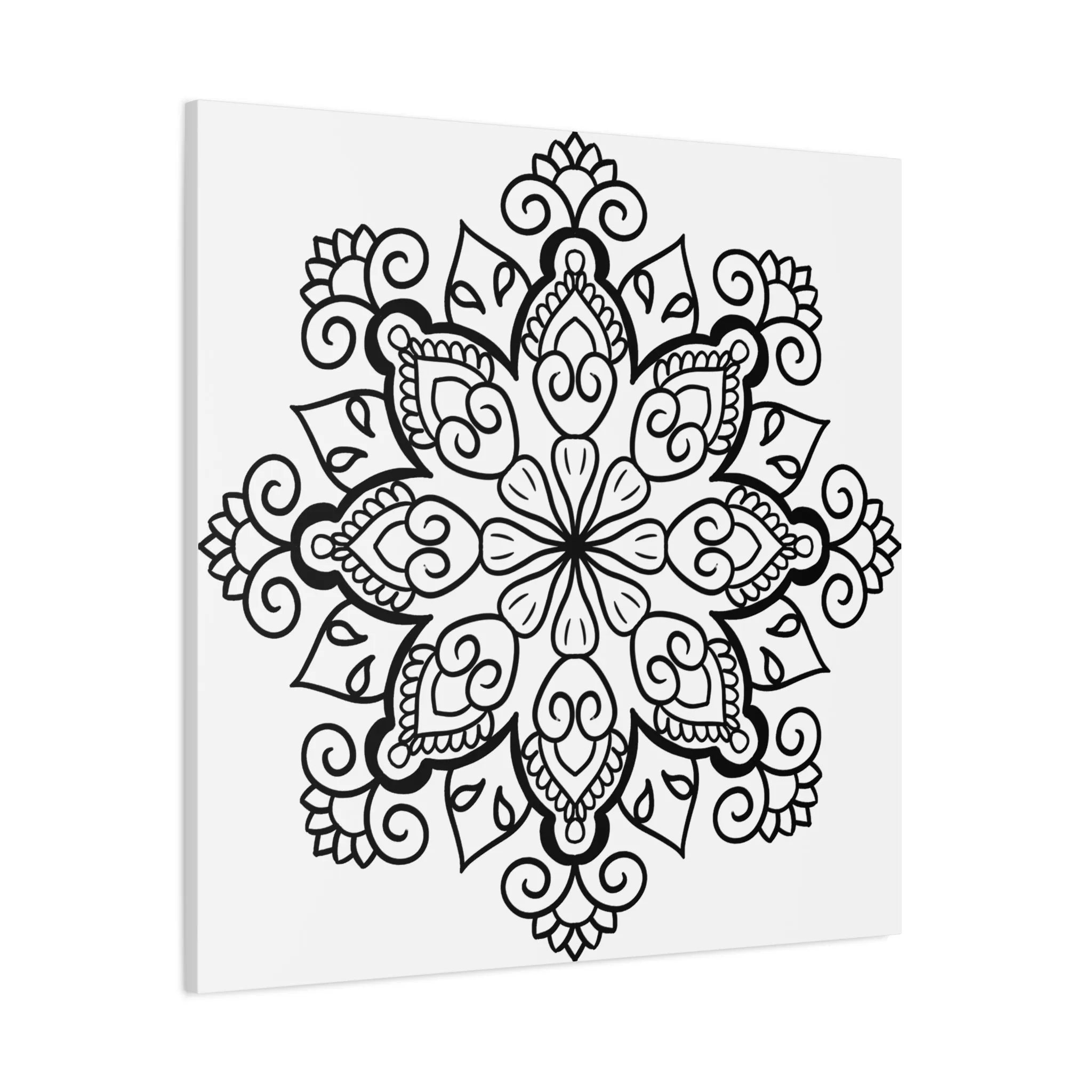 Handmade Black & White Mandala Art - Matte Canvas, Stretched, 1.25