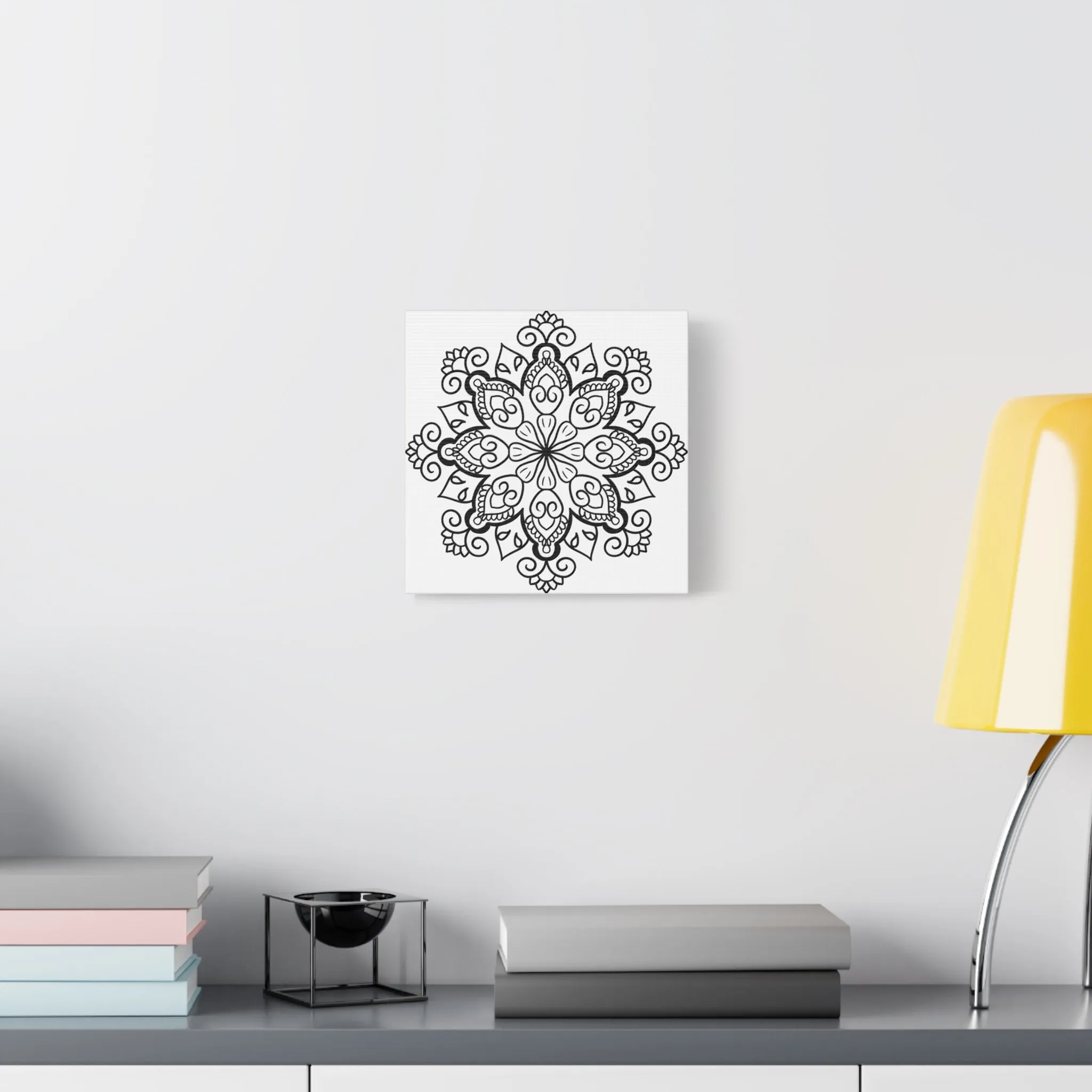 Handmade Black & White Mandala Art - Matte Canvas, Stretched, 1.25