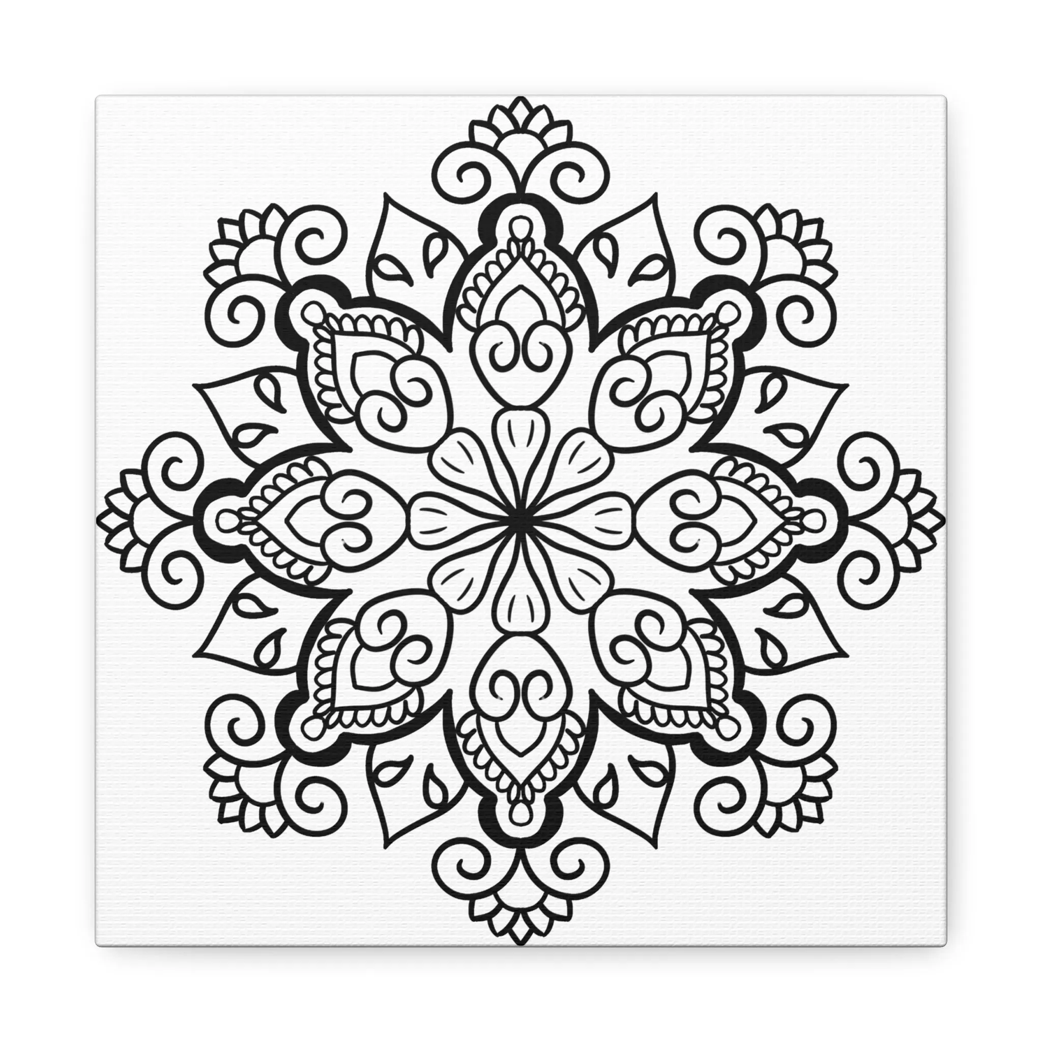 Handmade Black & White Mandala Art - Matte Canvas, Stretched, 1.25