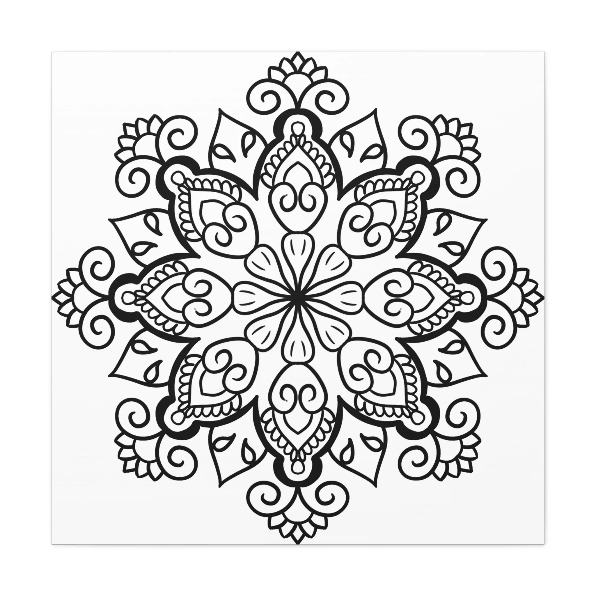 Handmade Black & White Mandala Art - Matte Canvas, Stretched, 1.25