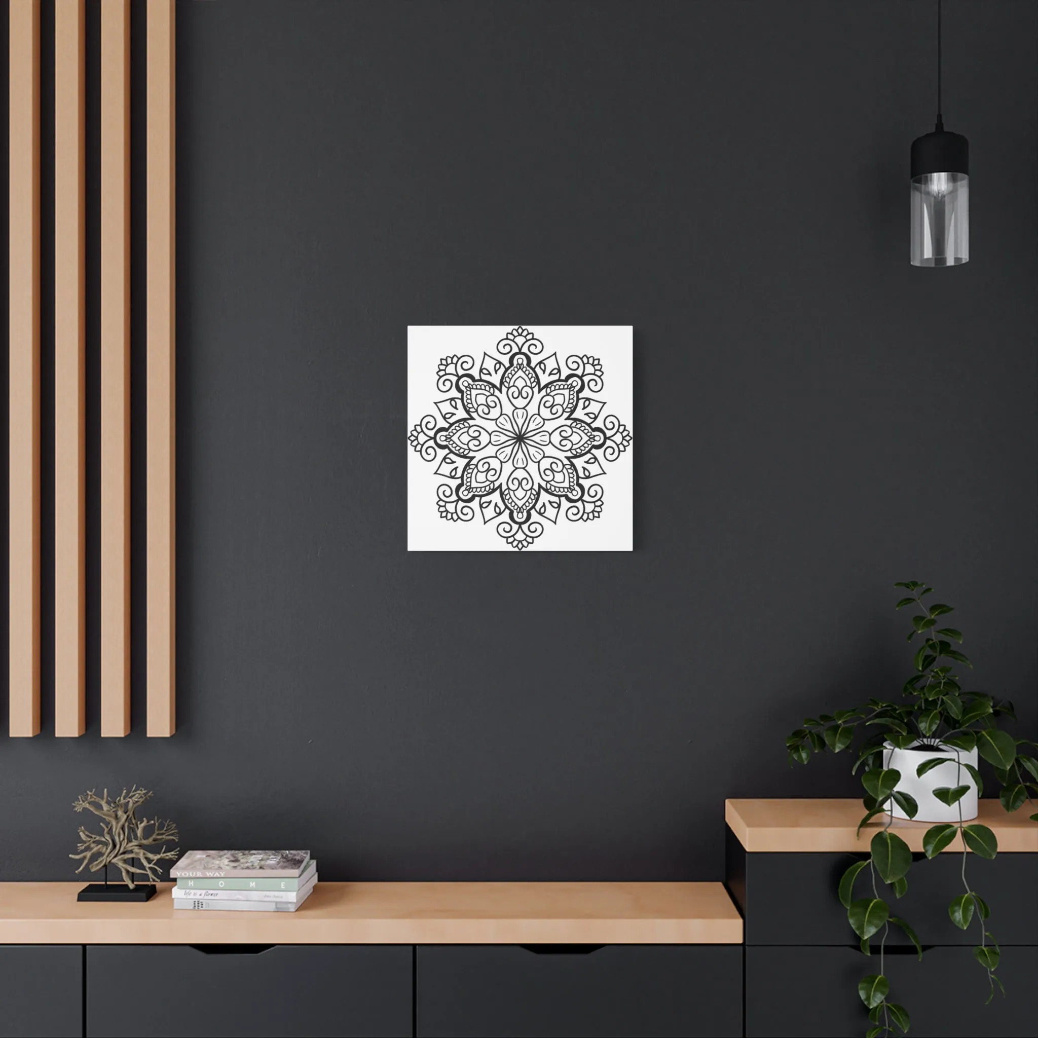 Handmade Black & White Mandala Art - Matte Canvas, Stretched, 1.25