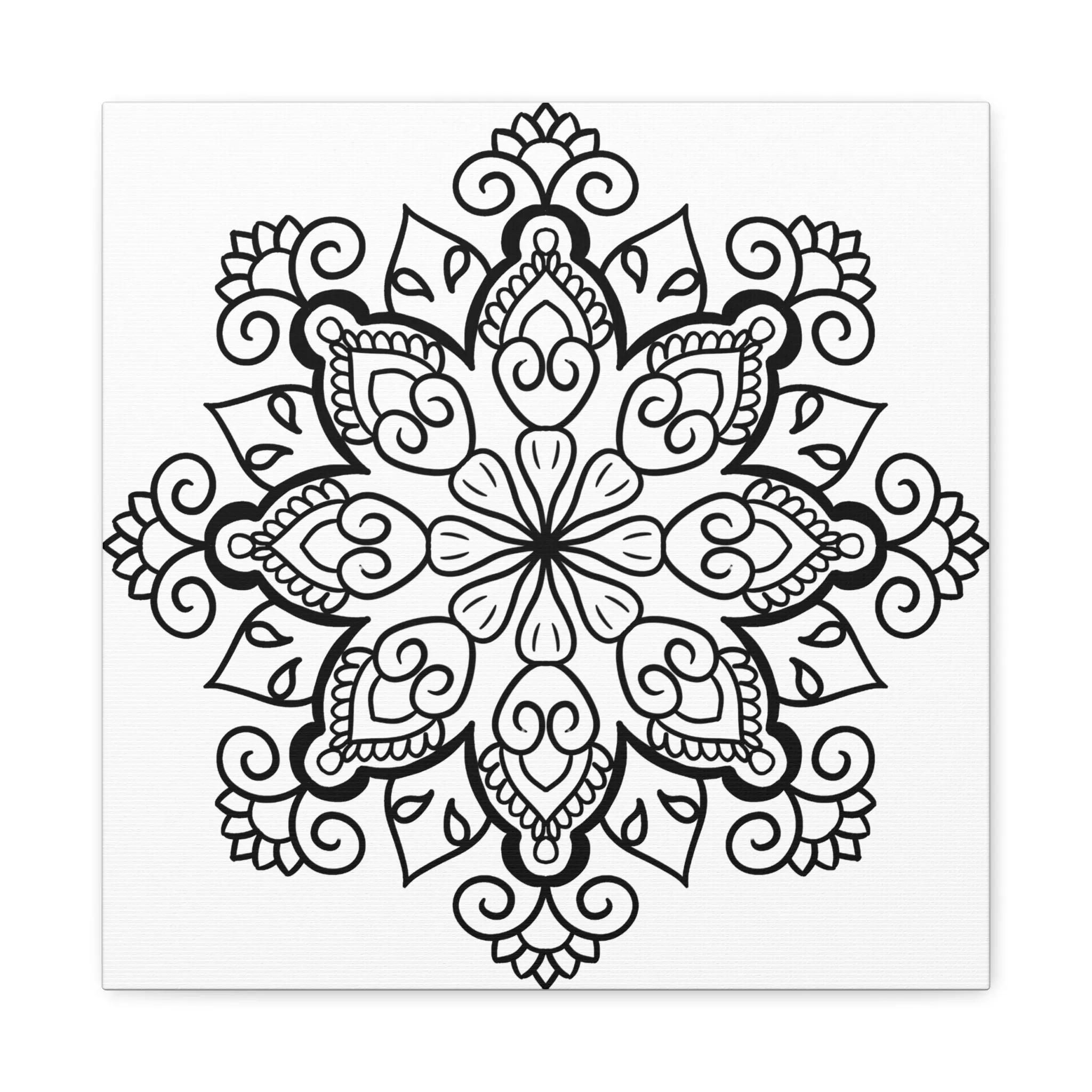 Handmade Black & White Mandala Art - Matte Canvas, Stretched, 1.25