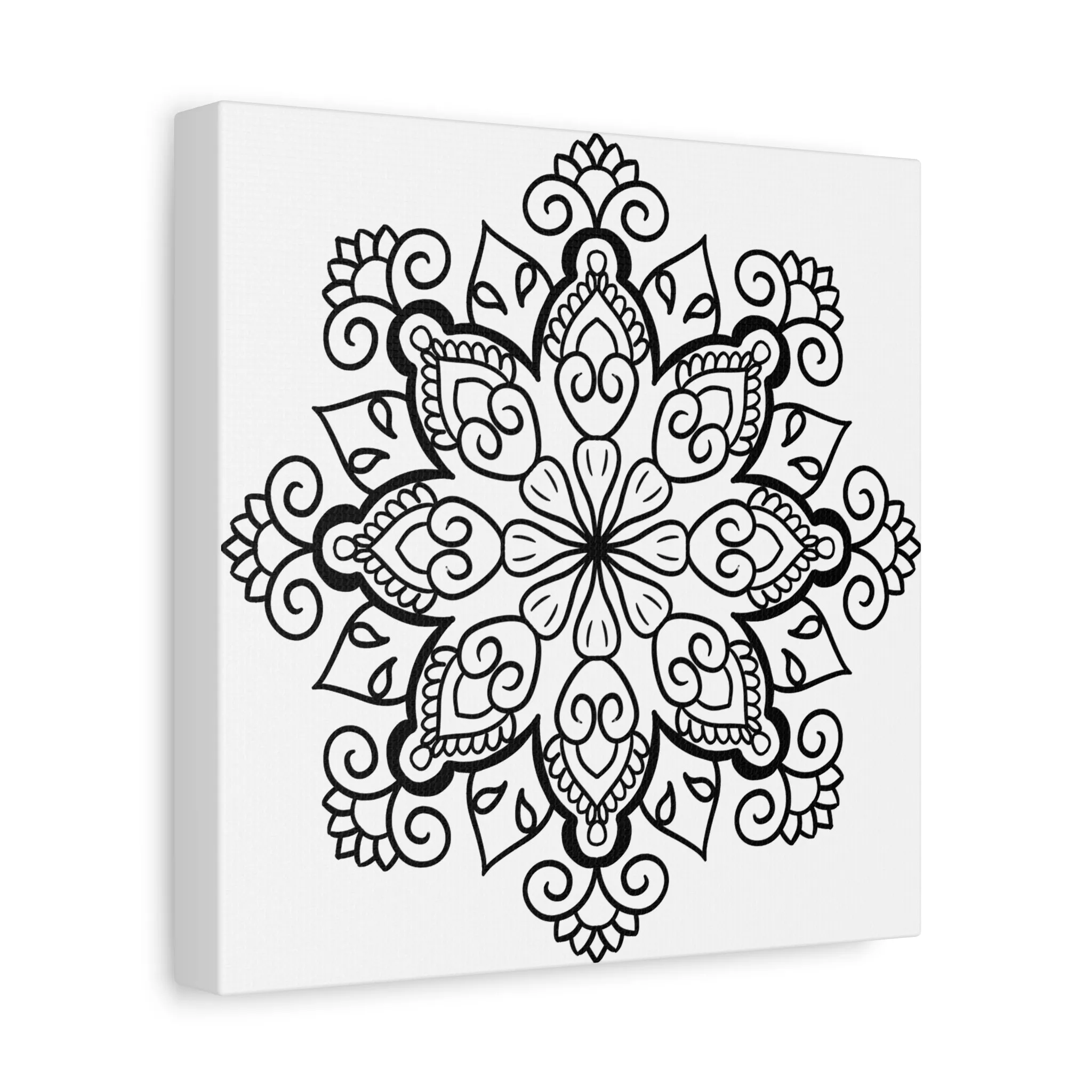 Handmade Black & White Mandala Art - Matte Canvas, Stretched, 1.25