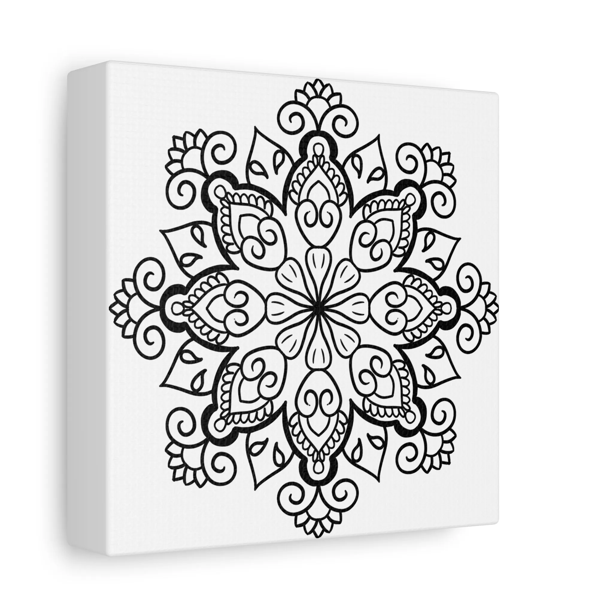 Handmade Black & White Mandala Art - Matte Canvas, Stretched, 1.25