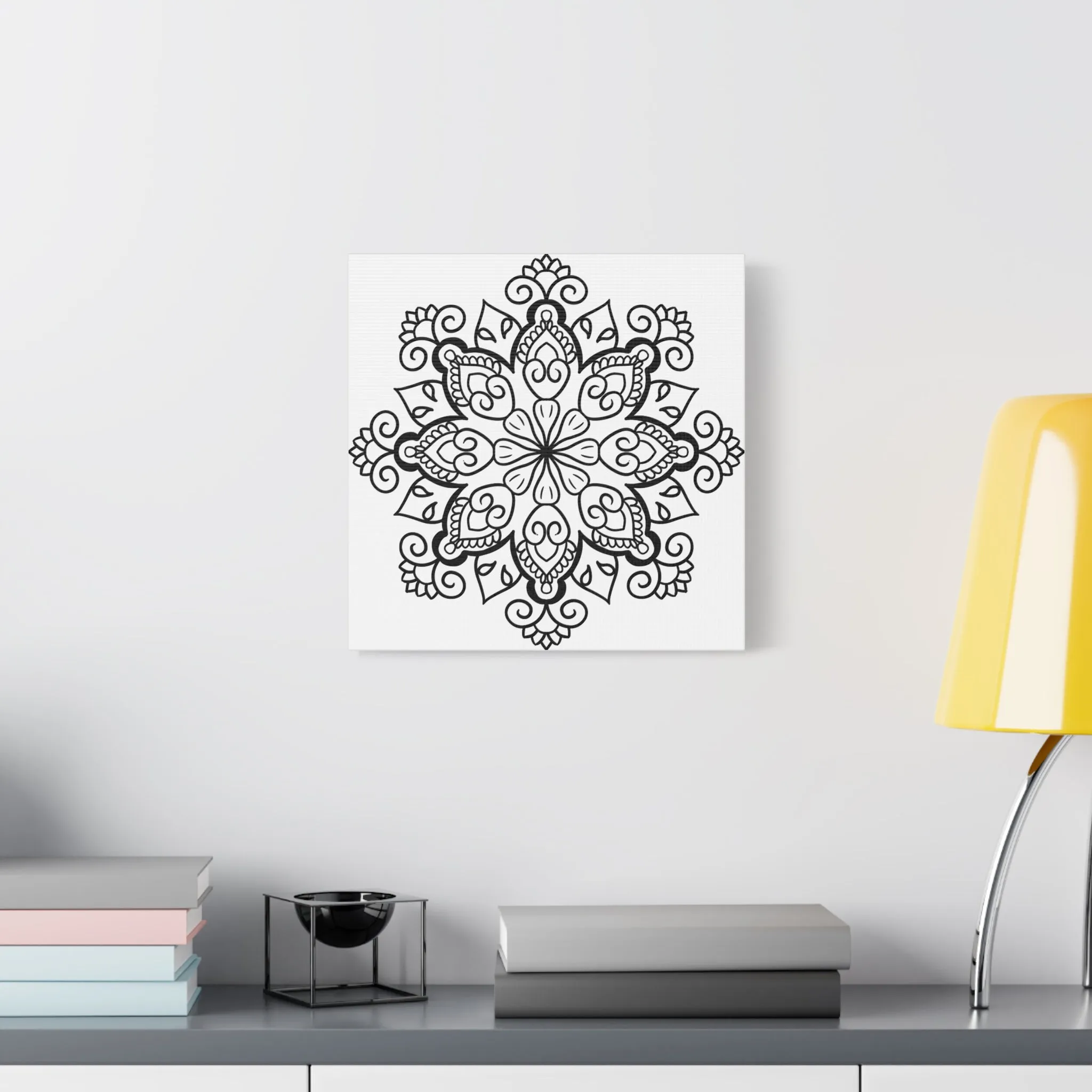 Handmade Black & White Mandala Art - Matte Canvas, Stretched, 1.25