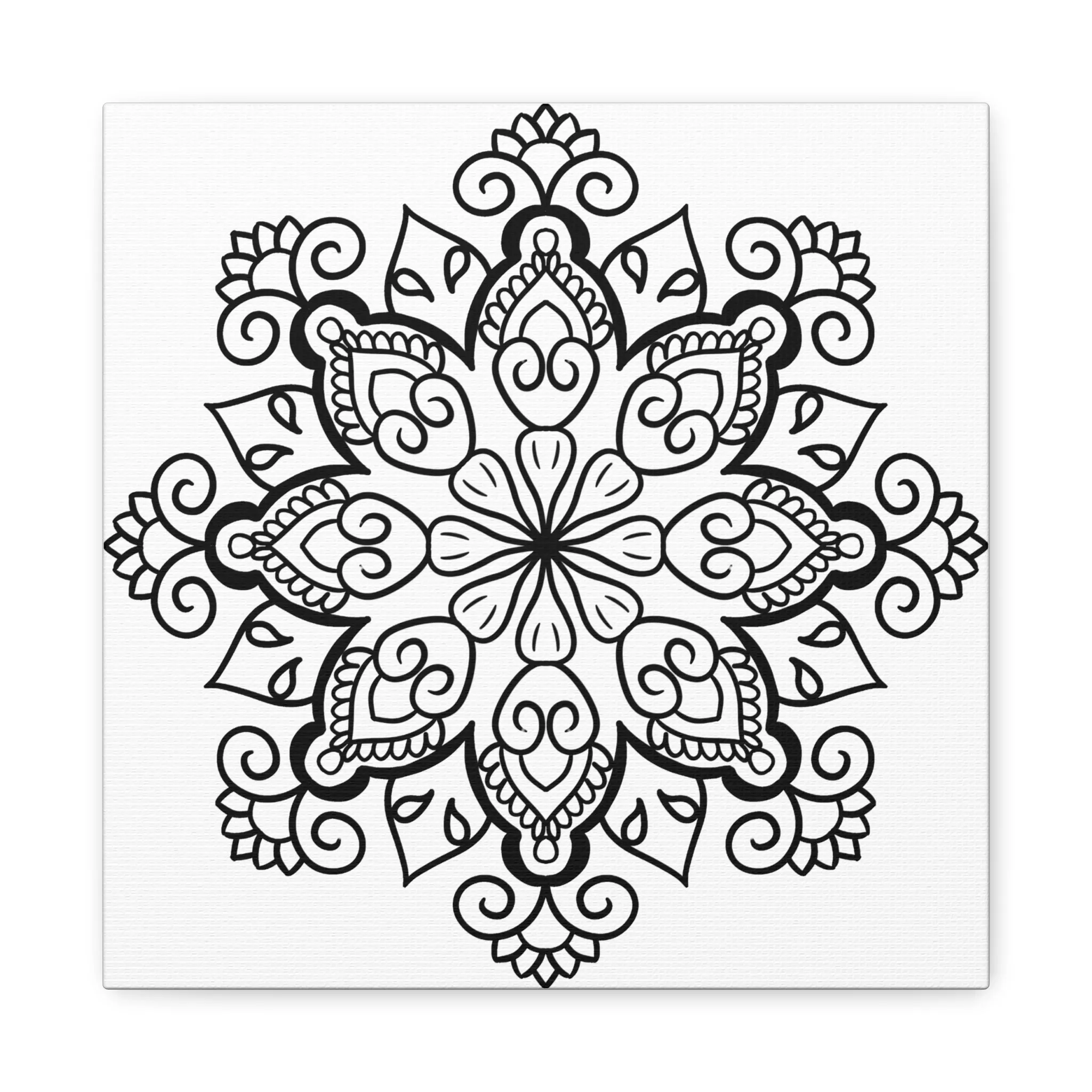 Handmade Black & White Mandala Art - Matte Canvas, Stretched, 1.25