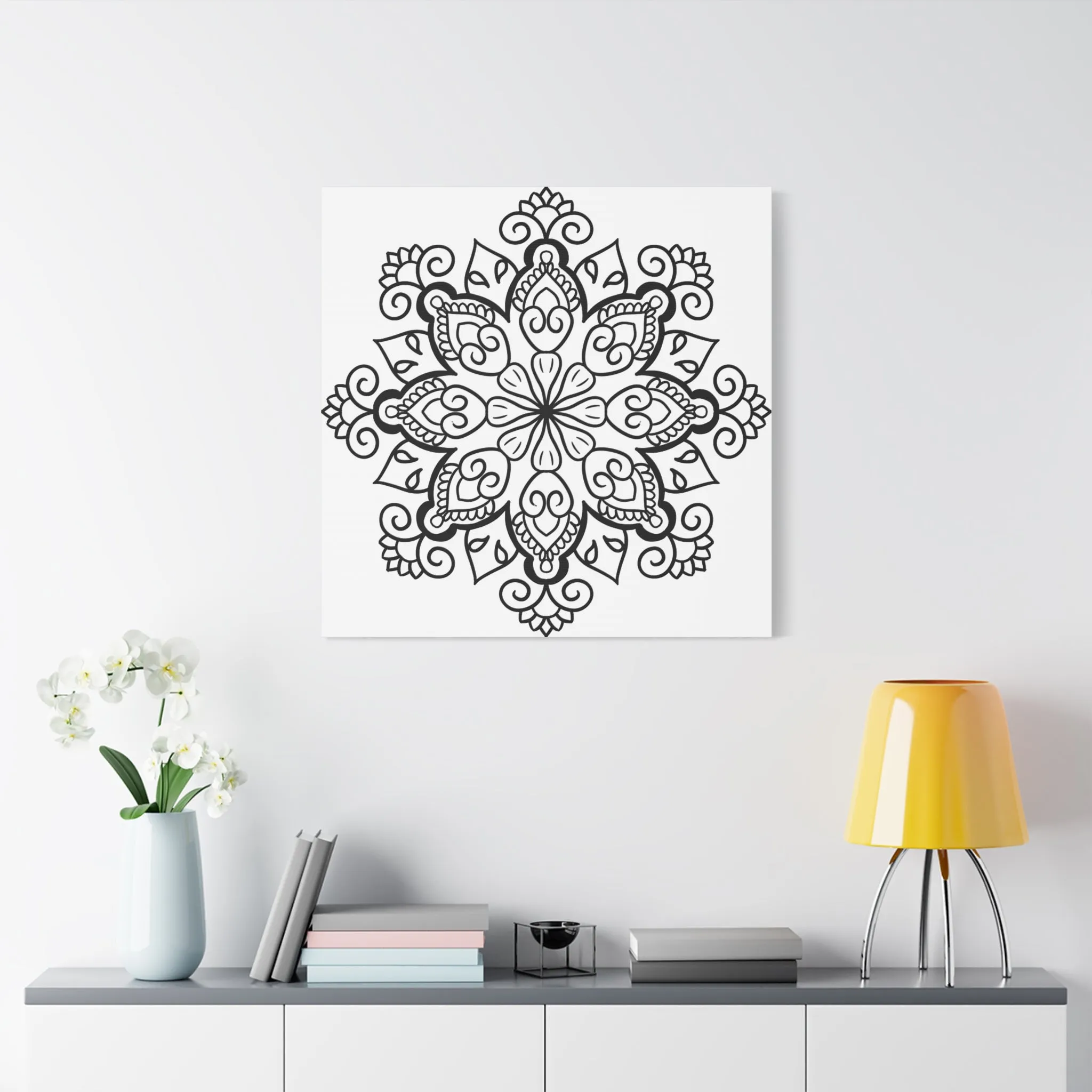 Handmade Black & White Mandala Art - Matte Canvas, Stretched, 1.25