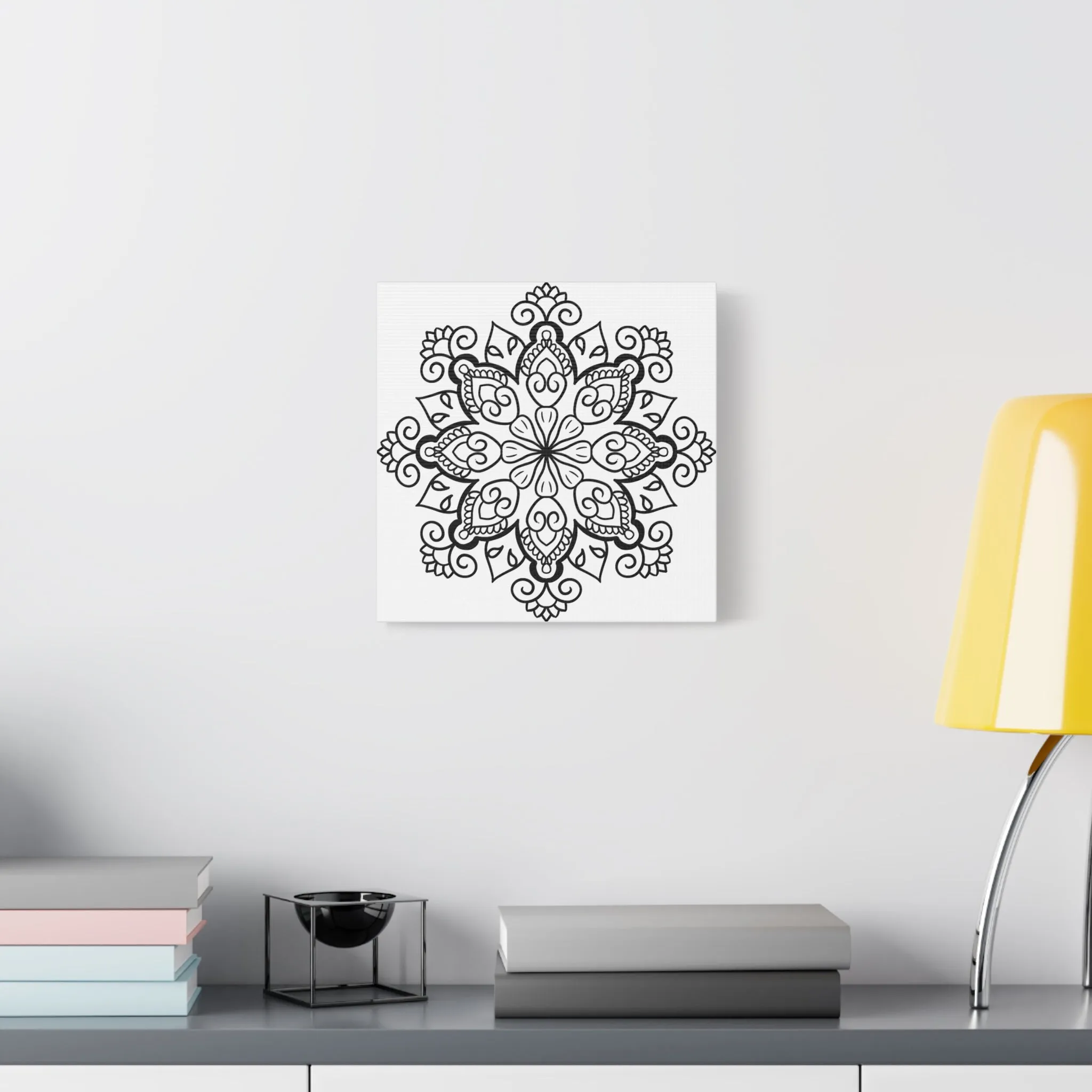 Handmade Black & White Mandala Art - Matte Canvas, Stretched, 1.25