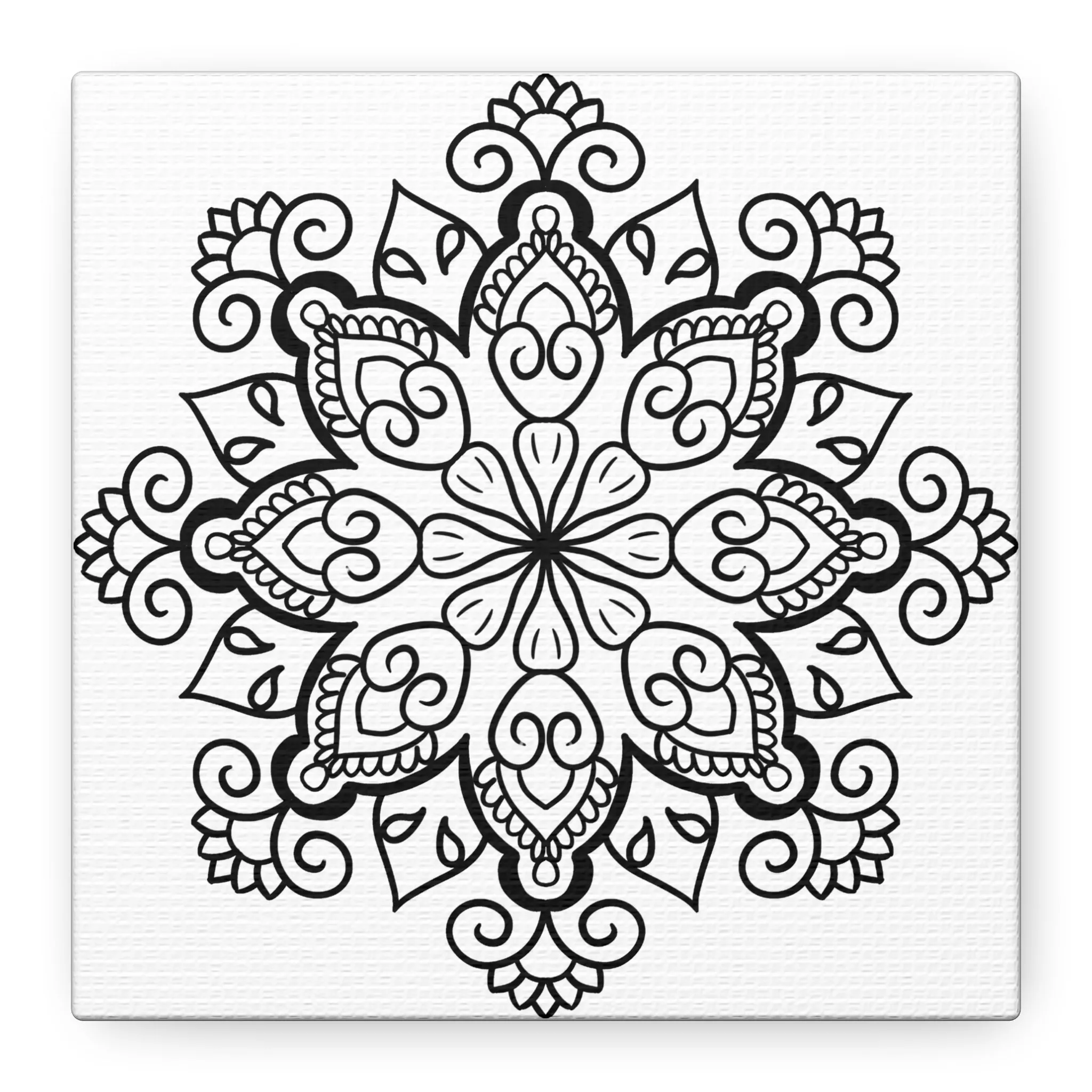 Handmade Black & White Mandala Art - Matte Canvas, Stretched, 1.25