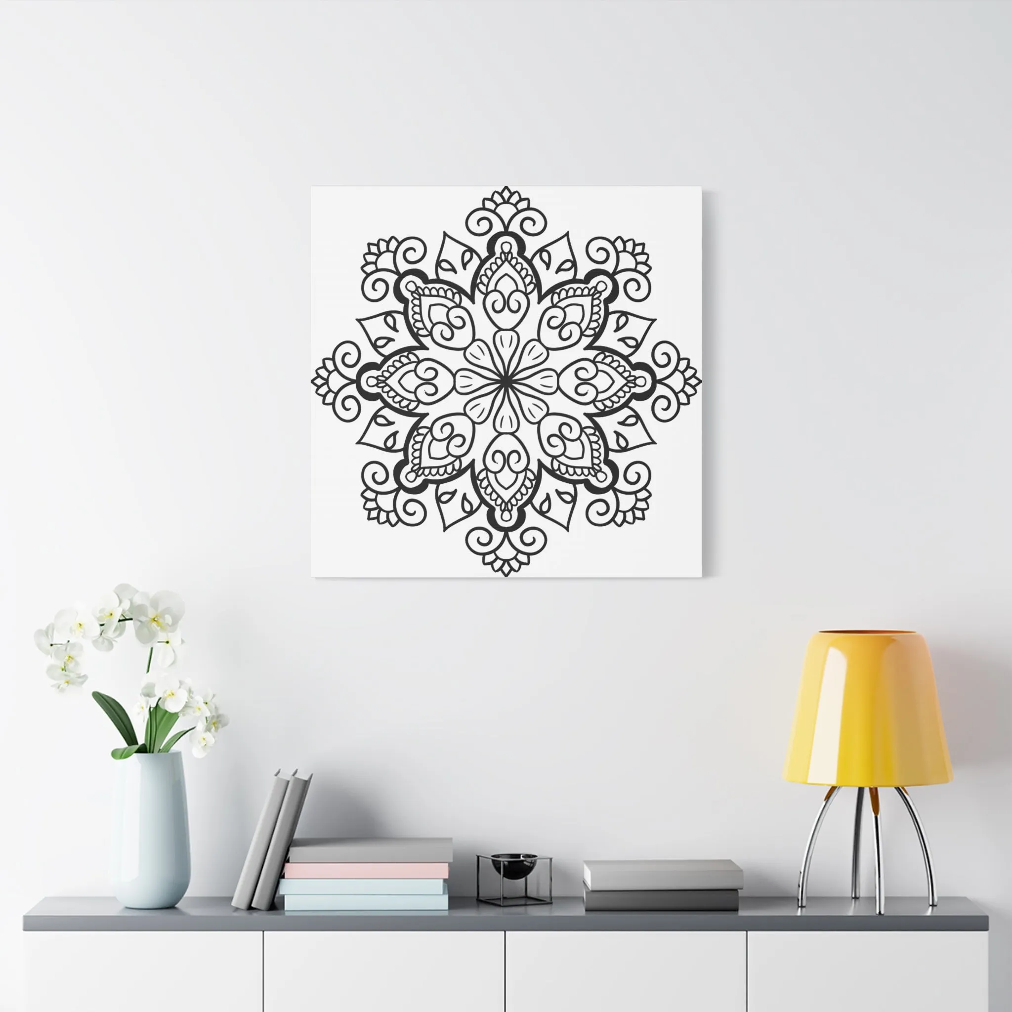 Handmade Black & White Mandala Art - Matte Canvas, Stretched, 1.25