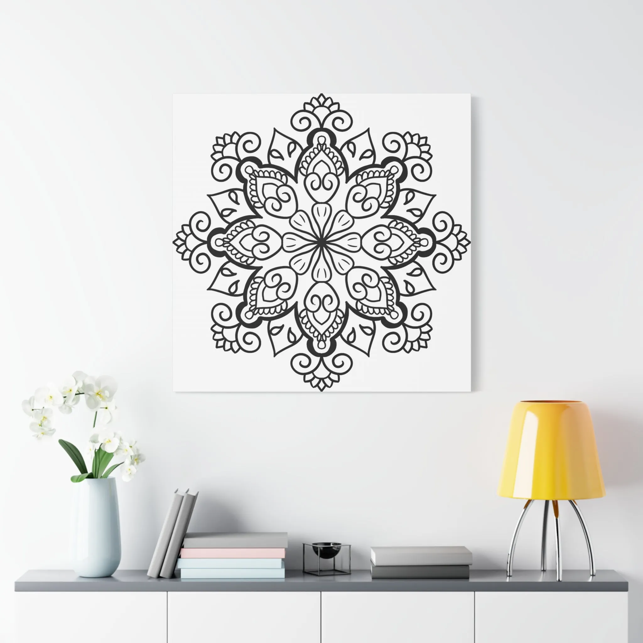 Handmade Black & White Mandala Art - Matte Canvas, Stretched, 1.25