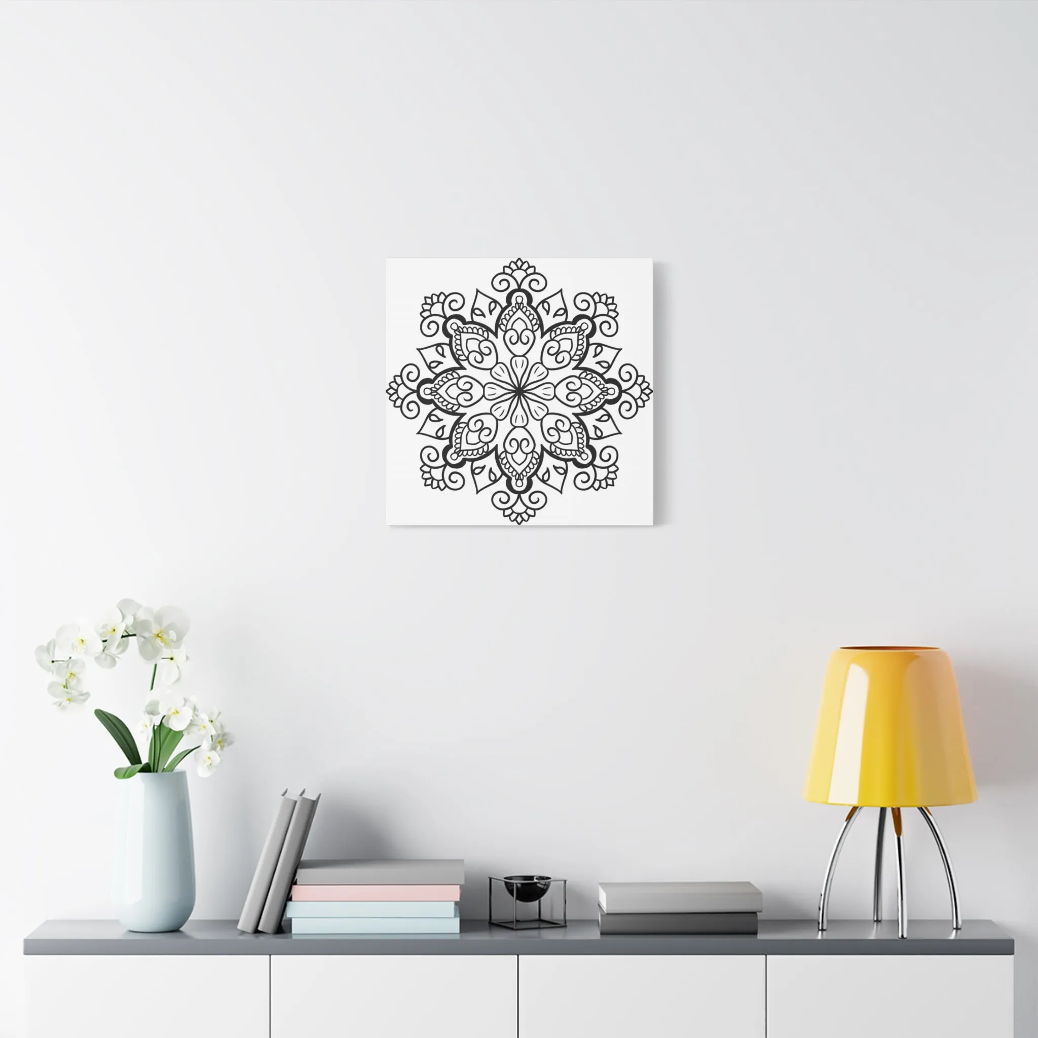 Handmade Black & White Mandala Art - Matte Canvas, Stretched, 1.25