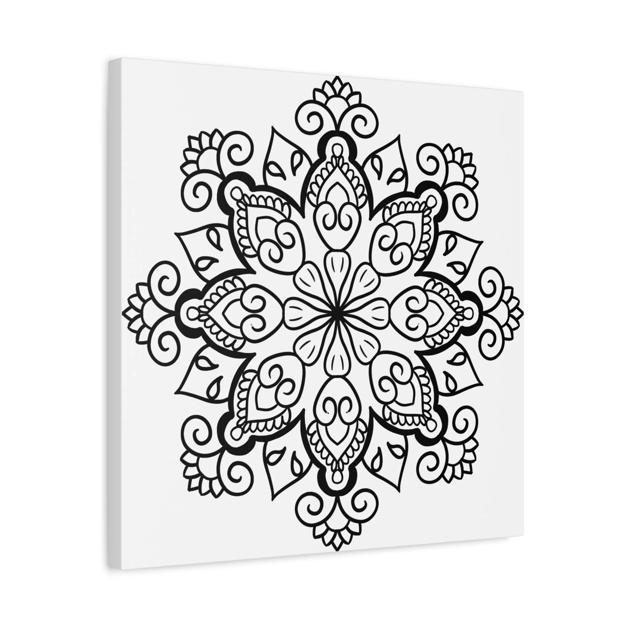 Handmade Black & White Mandala Art - Matte Canvas, Stretched, 1.25