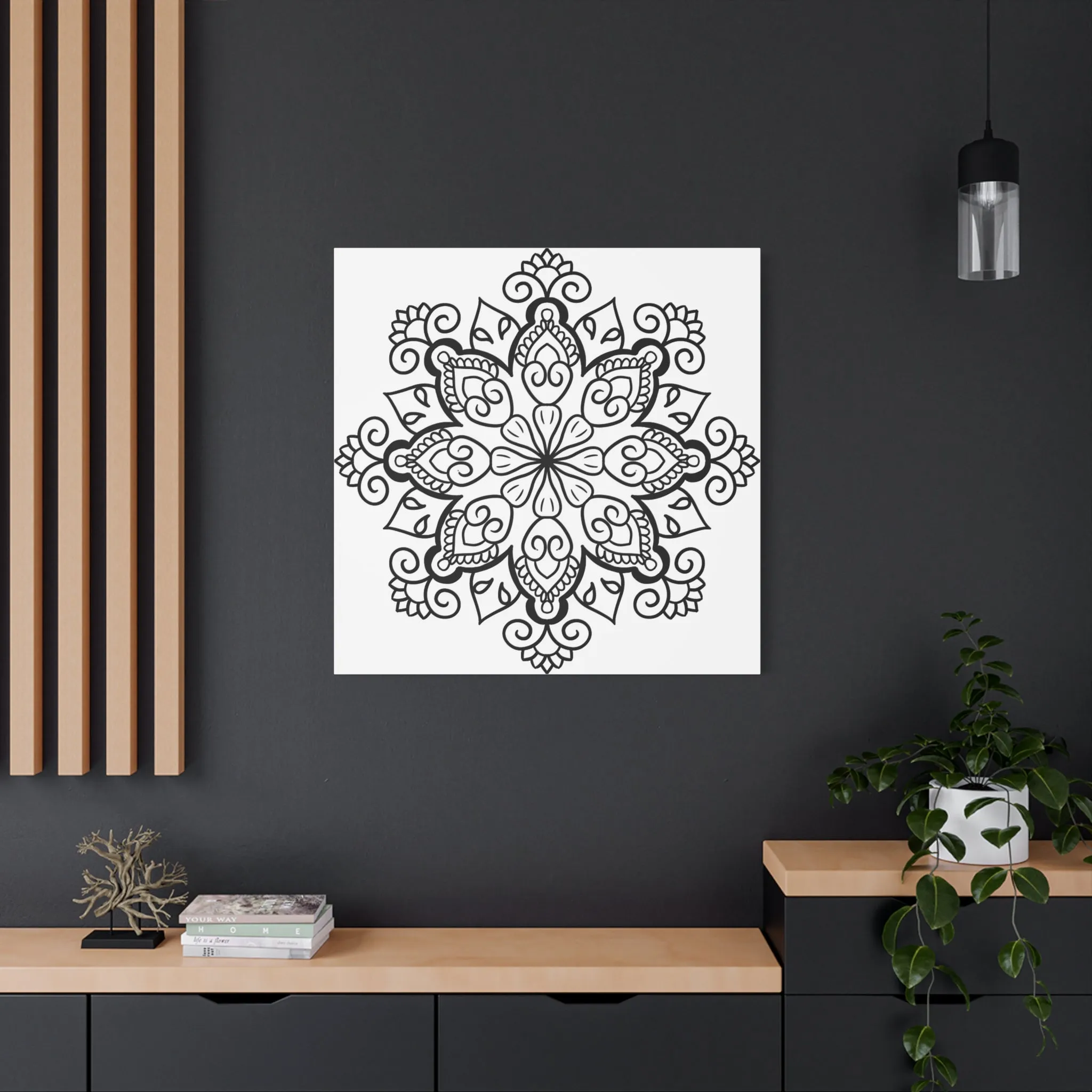 Handmade Black & White Mandala Art - Matte Canvas, Stretched, 1.25