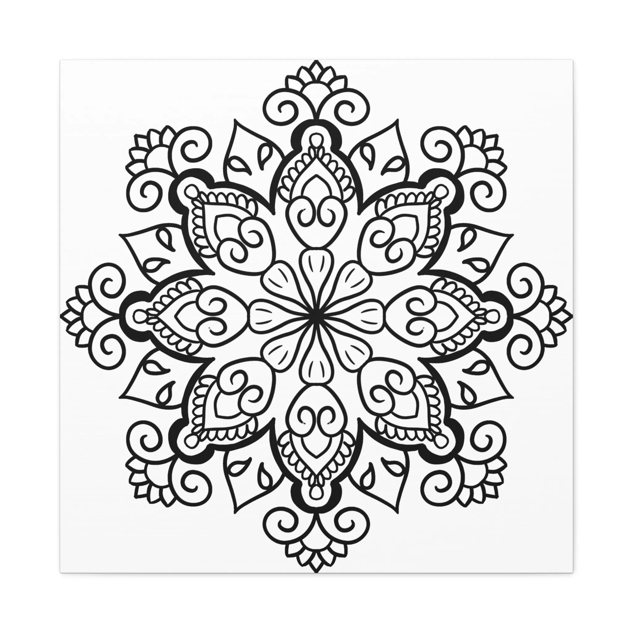 Handmade Black & White Mandala Art - Matte Canvas, Stretched, 1.25